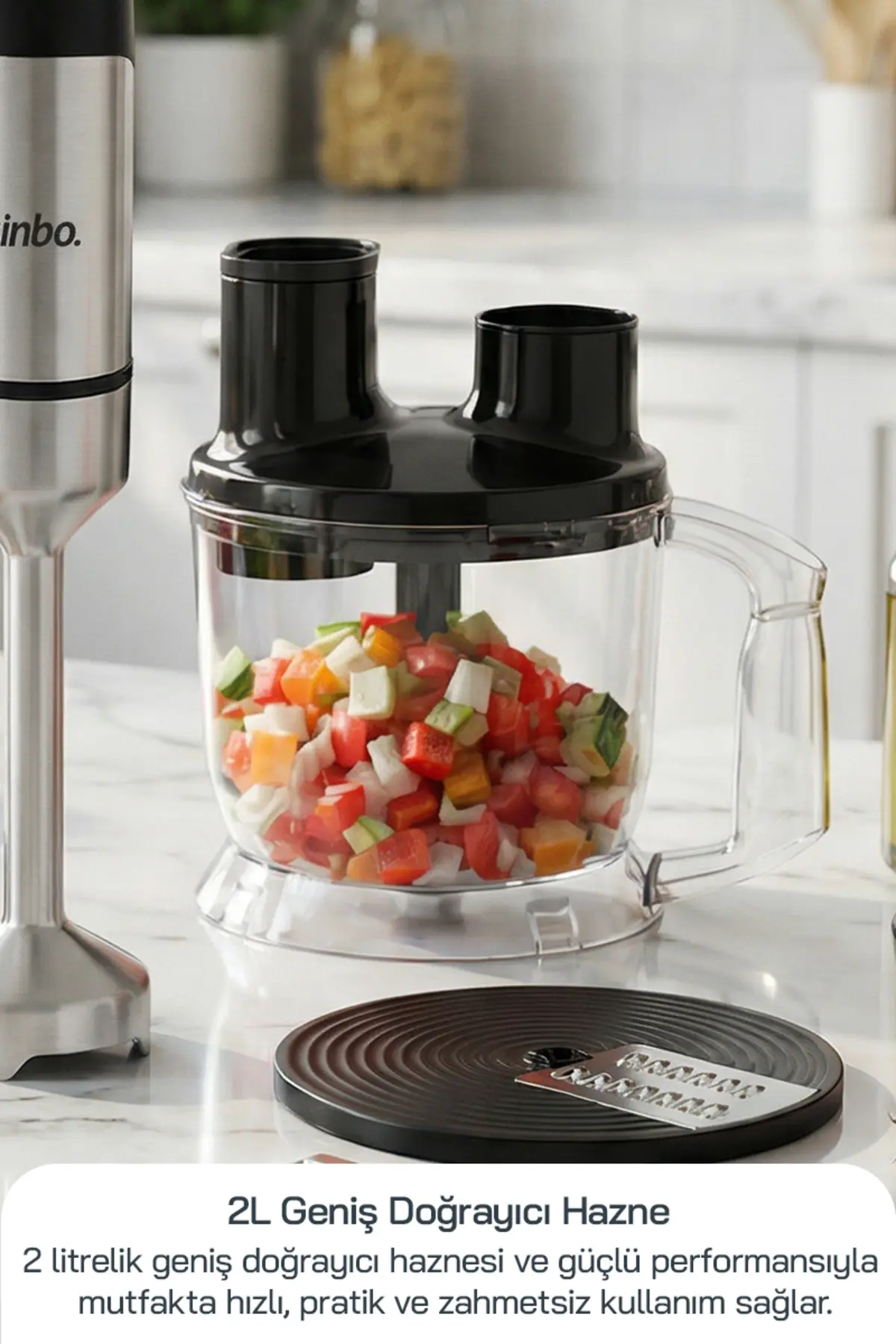 Sinbo SHB-7533 - 1500 W -Çok Fonksiyonlu El Blender Seti | Doğrayıcı, Çırpıcı ve Rende Aparatlı