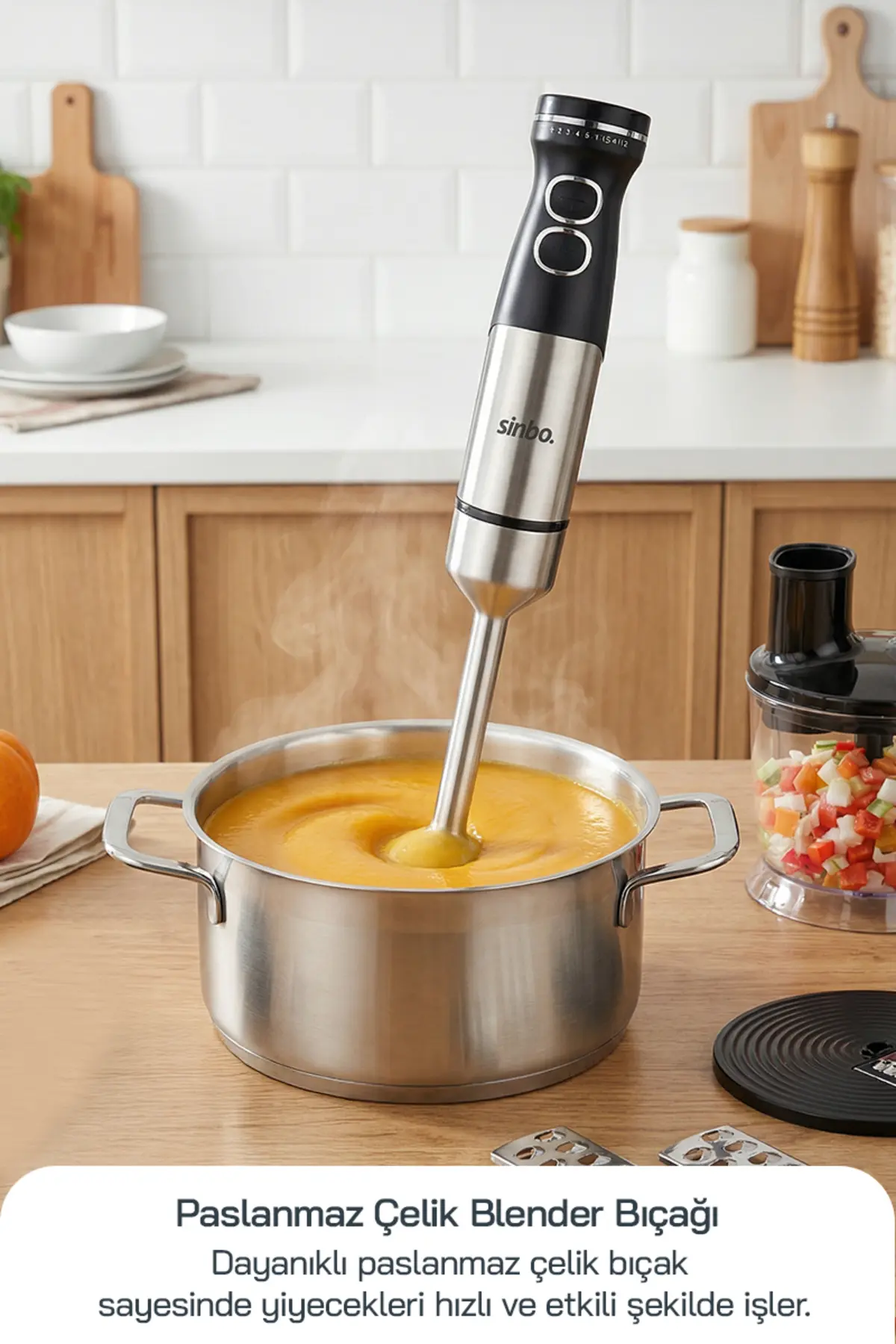 Sinbo SHB-7533 - 1500 W -Çok Fonksiyonlu El Blender Seti | Doğrayıcı, Çırpıcı ve Rende Aparatlı