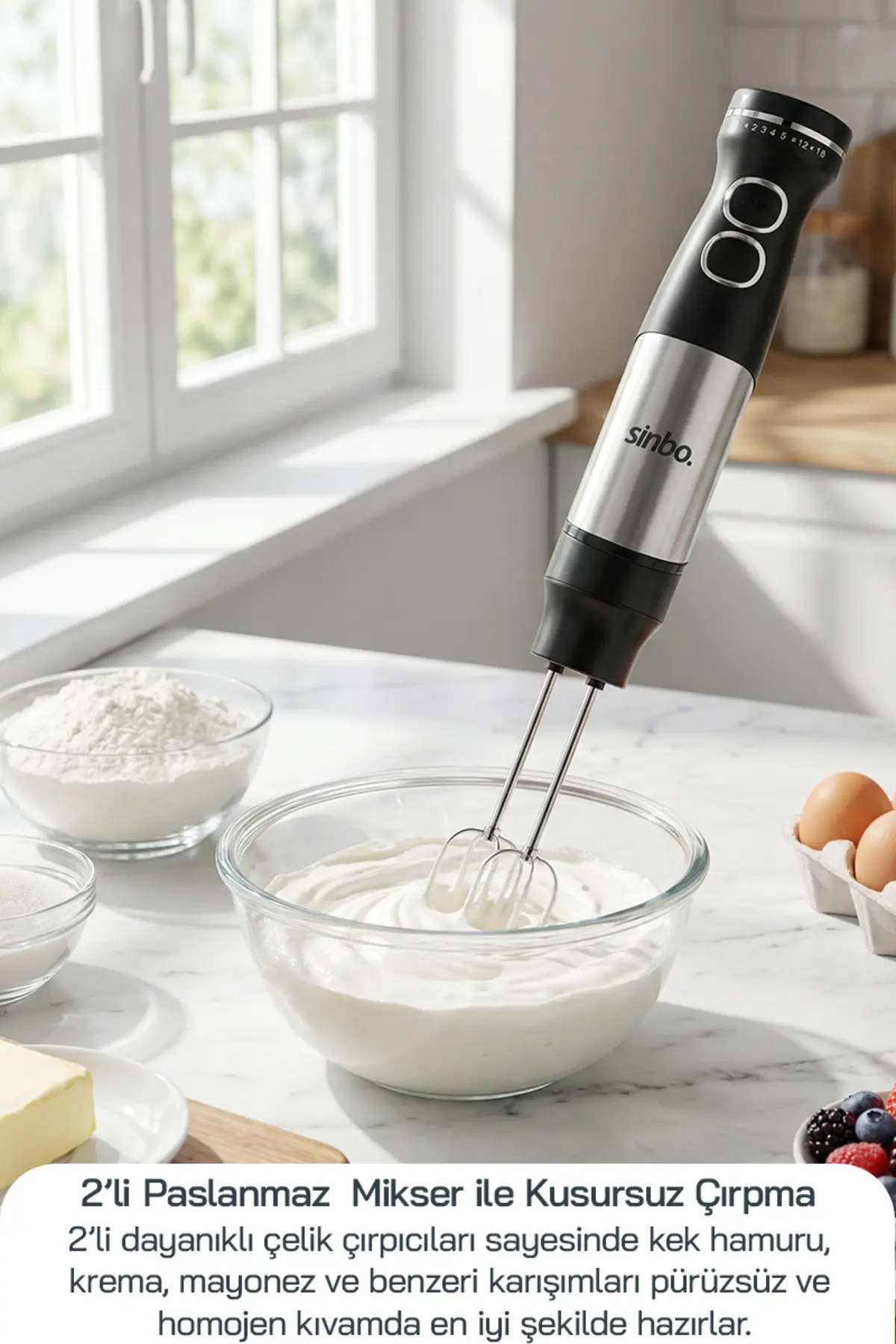 Sinbo SHB-7533 - 1500 W -Çok Fonksiyonlu El Blender Seti | Doğrayıcı, Çırpıcı ve Rende Aparatlı