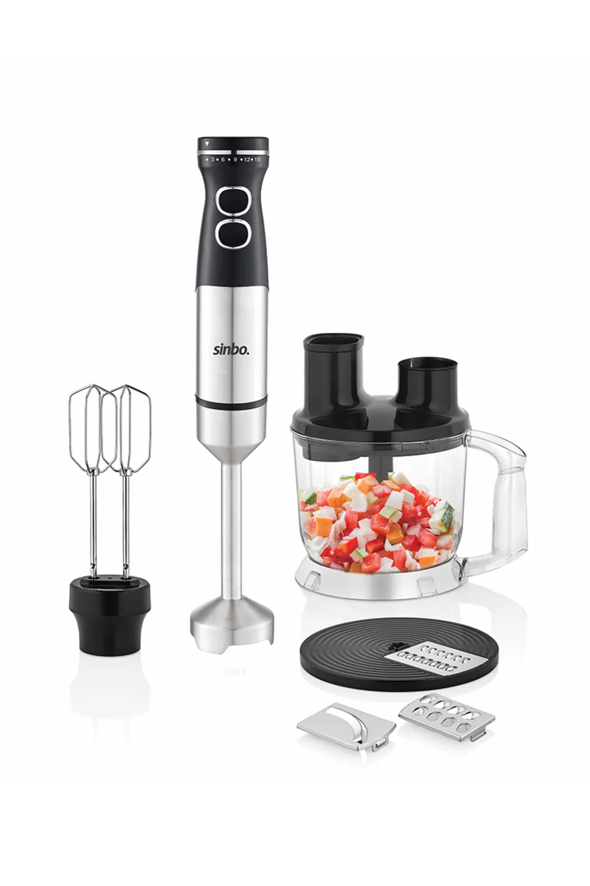 Sinbo SHB-7533 - 1500 W -Çok Fonksiyonlu El Blender Seti | Doğrayıcı, Çırpıcı ve Rende Aparatlı