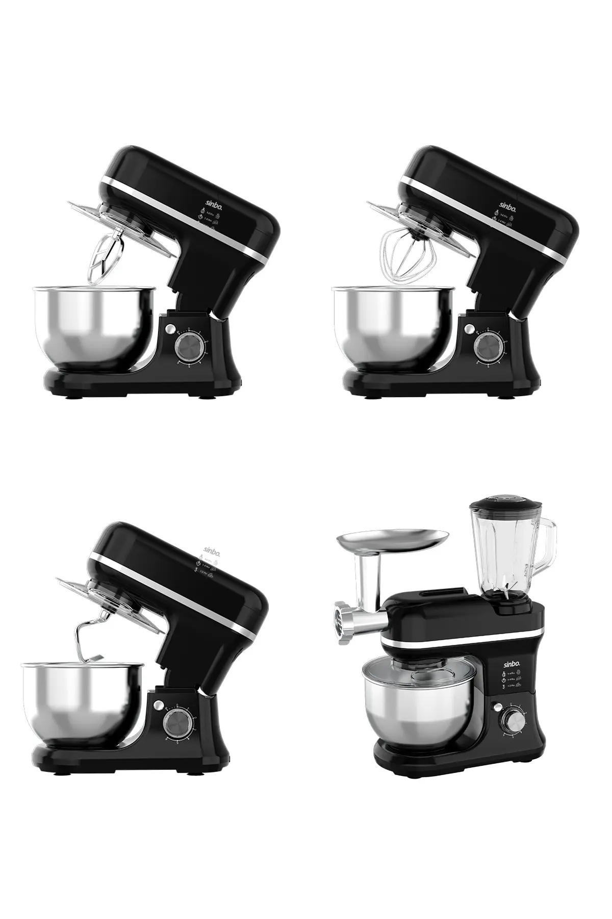 Sinbo SMX-2772 Çok Amaçlı 3ın1 Mutfak Şefi Hamur Yoğurma Kıyma Makinesi Sürahi Blender 1200w