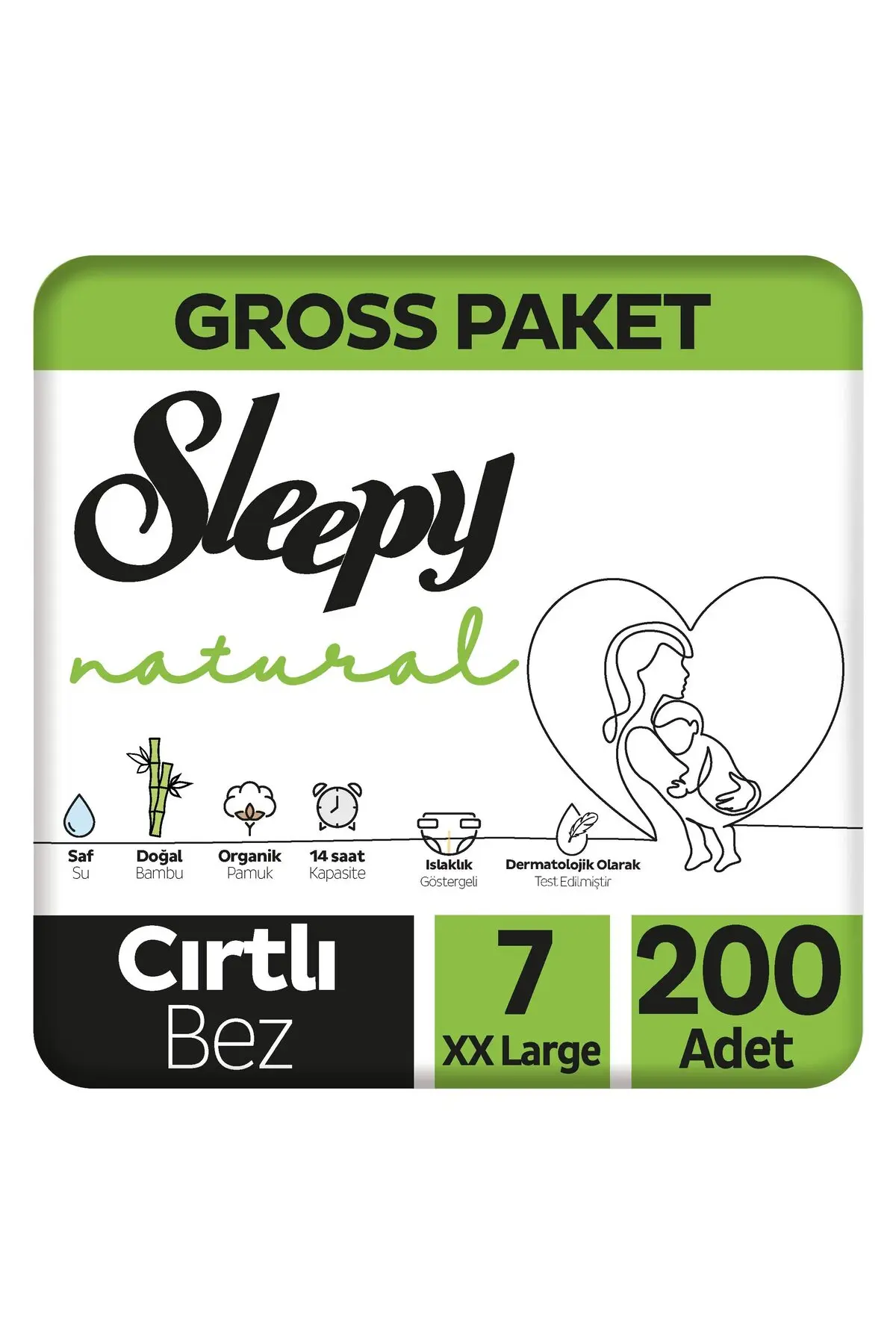 Sleepy Natural Gross Paket Bebek Bezi 7 Numara Xxlarge 200 Adet