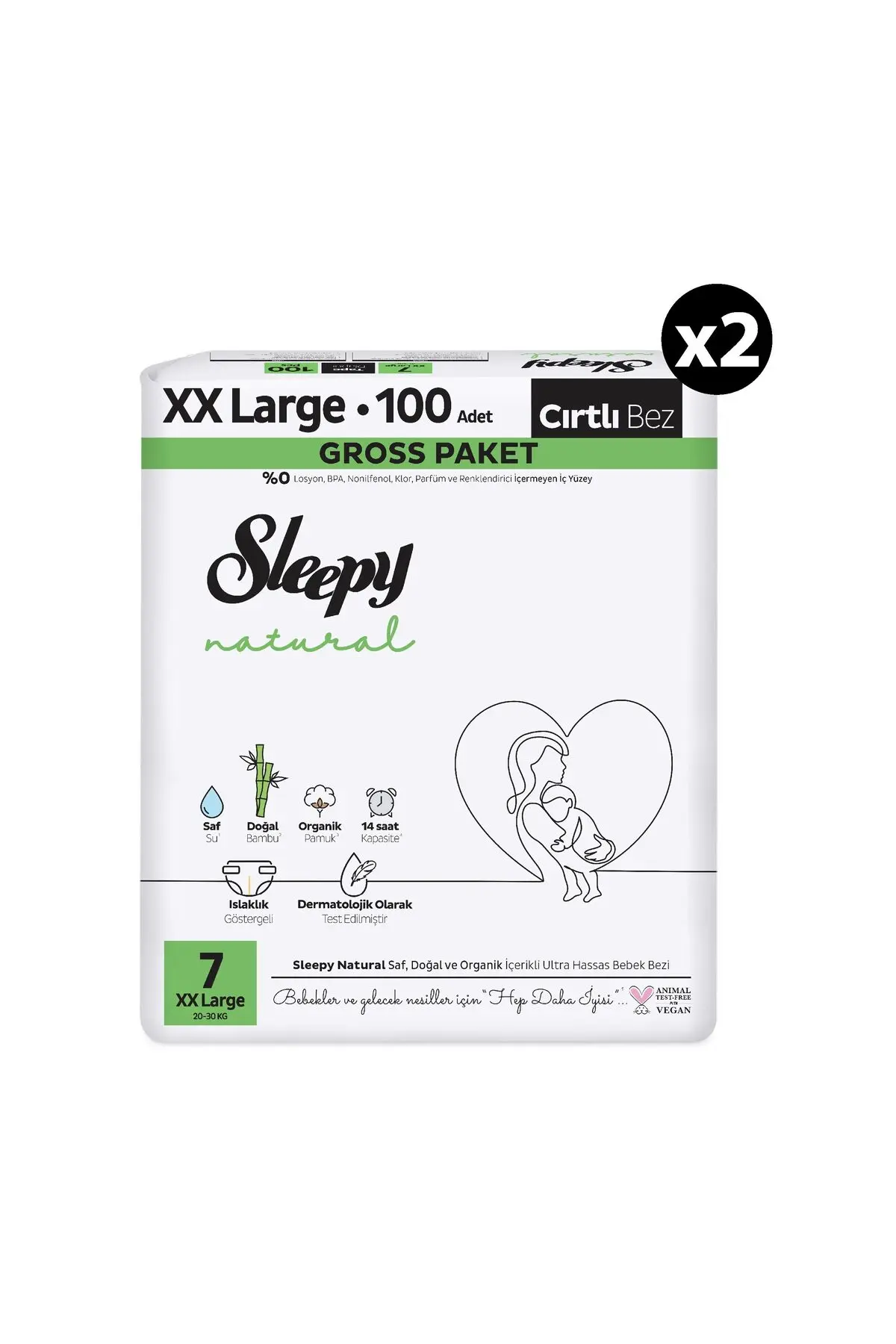 Sleepy Natural Gross Paket Bebek Bezi 7 Numara Xxlarge 200 Adet