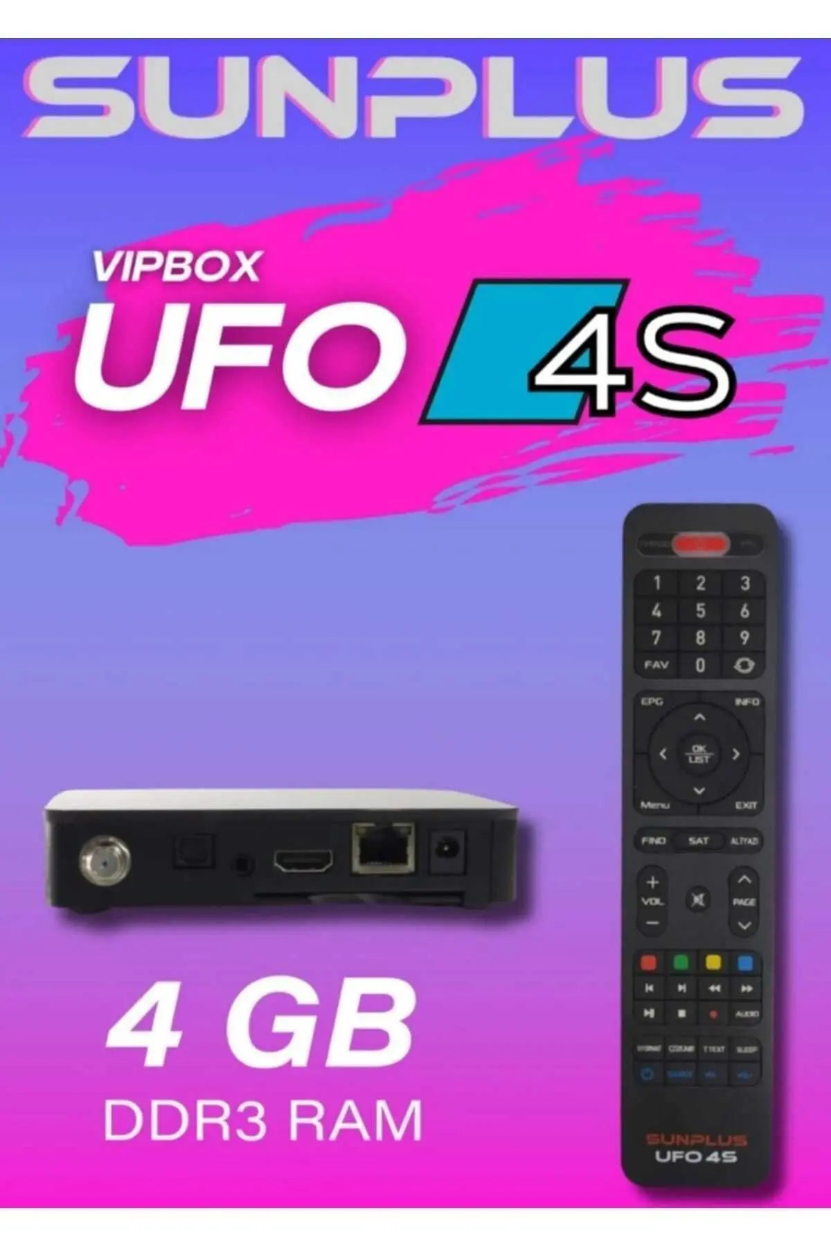 Sunplus Vıpbox Ufo 4s Uydu Alıcısı 4gb Ram - Wi-fi Dünya'nın En Hızlısı