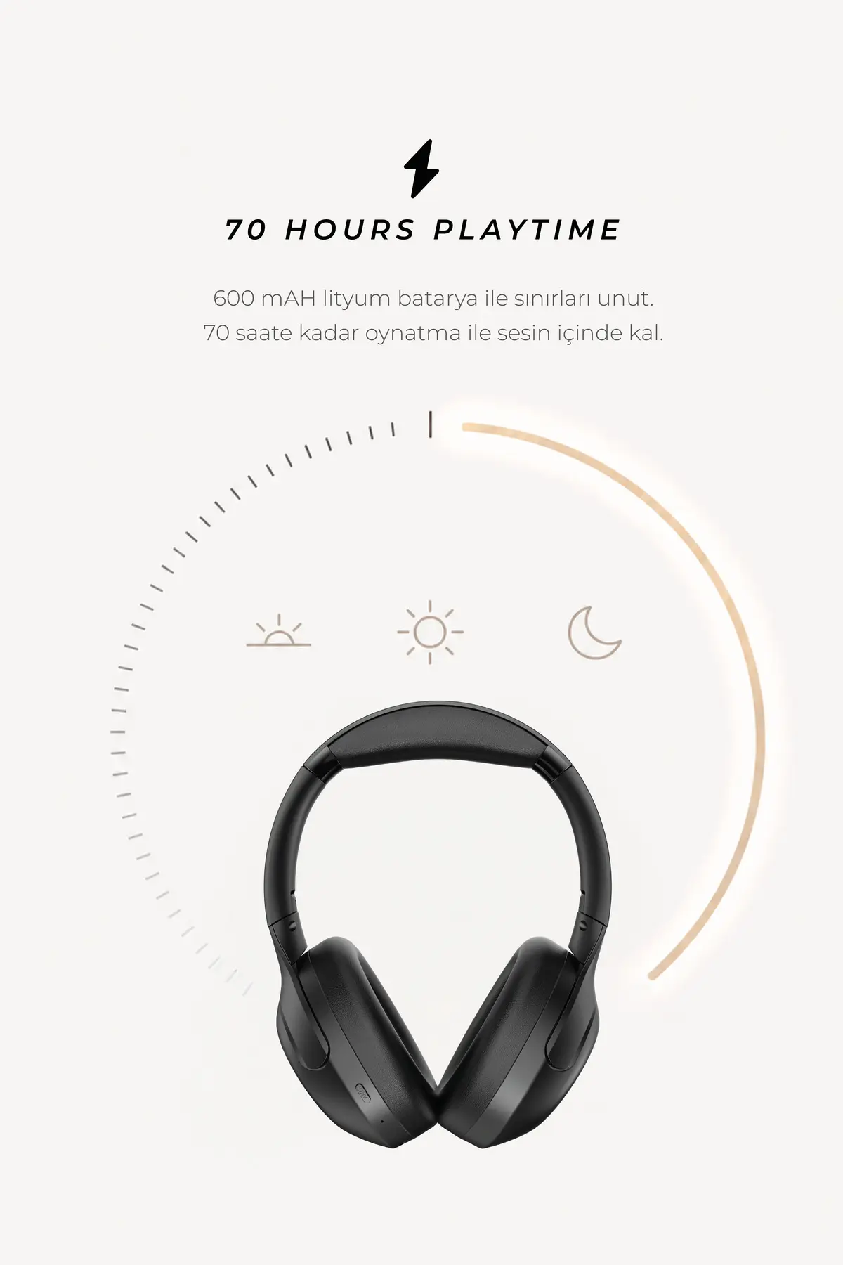 Tedinex VIPER TX20 Bluetooth 6.0 Kulak Üstü Kablosuz Kulaklık Aktif Gürültü Engelleme 70 Saat Pil Siyah