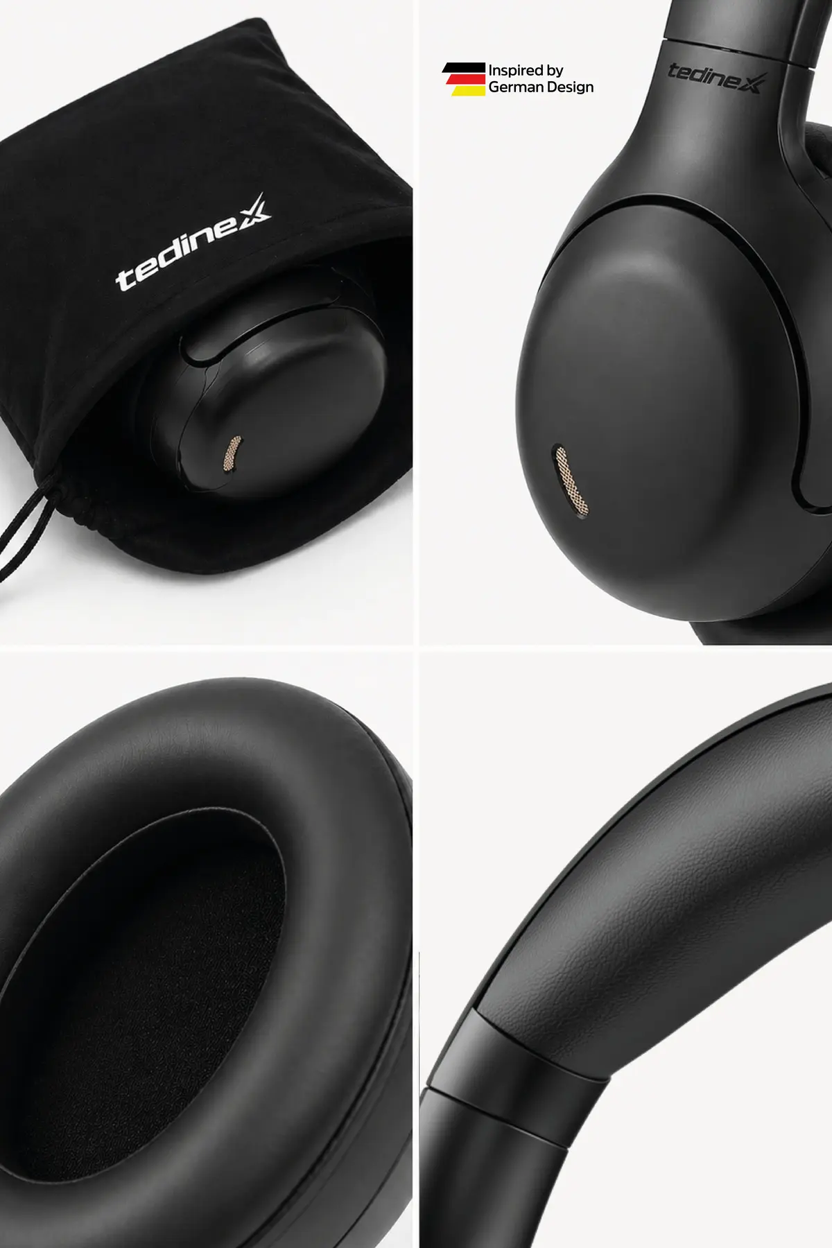 Tedinex VIPER TX20 Bluetooth 6.0 Kulak Üstü Kablosuz Kulaklık Aktif Gürültü Engelleme 70 Saat Pil Siyah