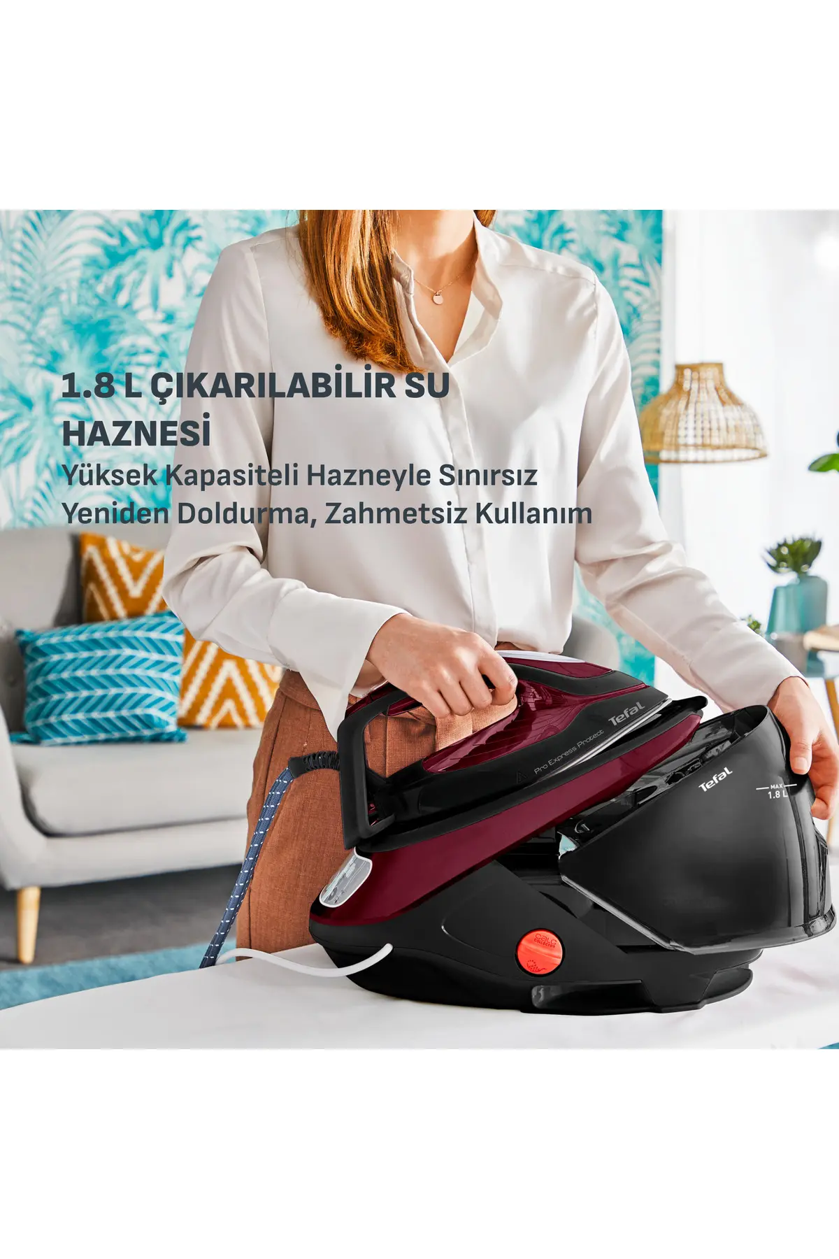 TEFAL GV9230 Pro Express Protect 140 gr Sürekli ve 560 gr Şok Buharlı 2600 Watt Buhar Kazanlı Ütü