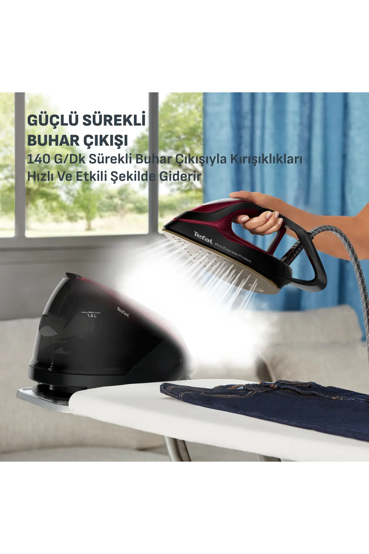 TEFAL GV9230 Pro Express Protect 140 gr Sürekli ve 560 gr Şok Buharlı 2600 Watt Buhar Kazanlı Ütü