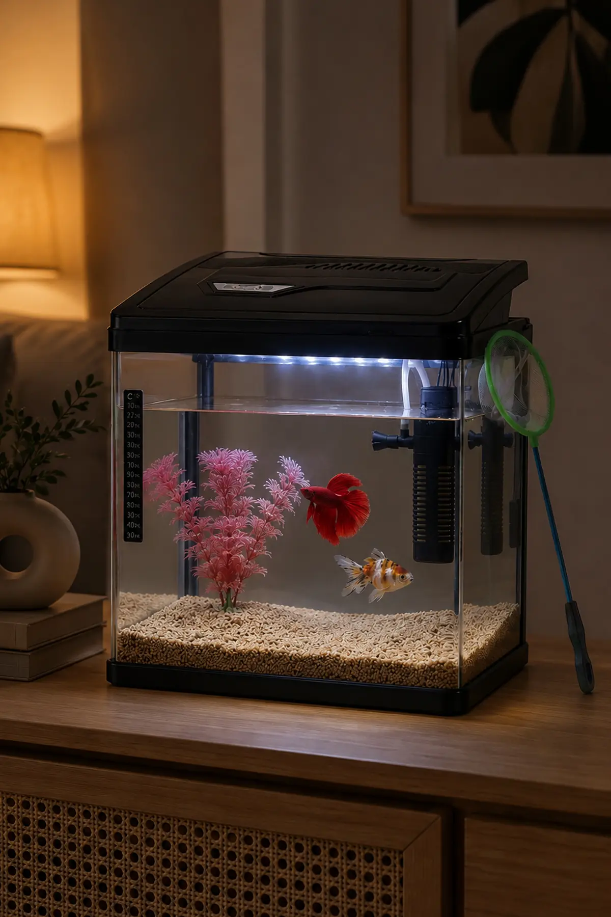 Tiny Kiwipets LED Işıklı Set Akvaryum | Filtreli & USB Aydınlatma & Kompakt Tasarım