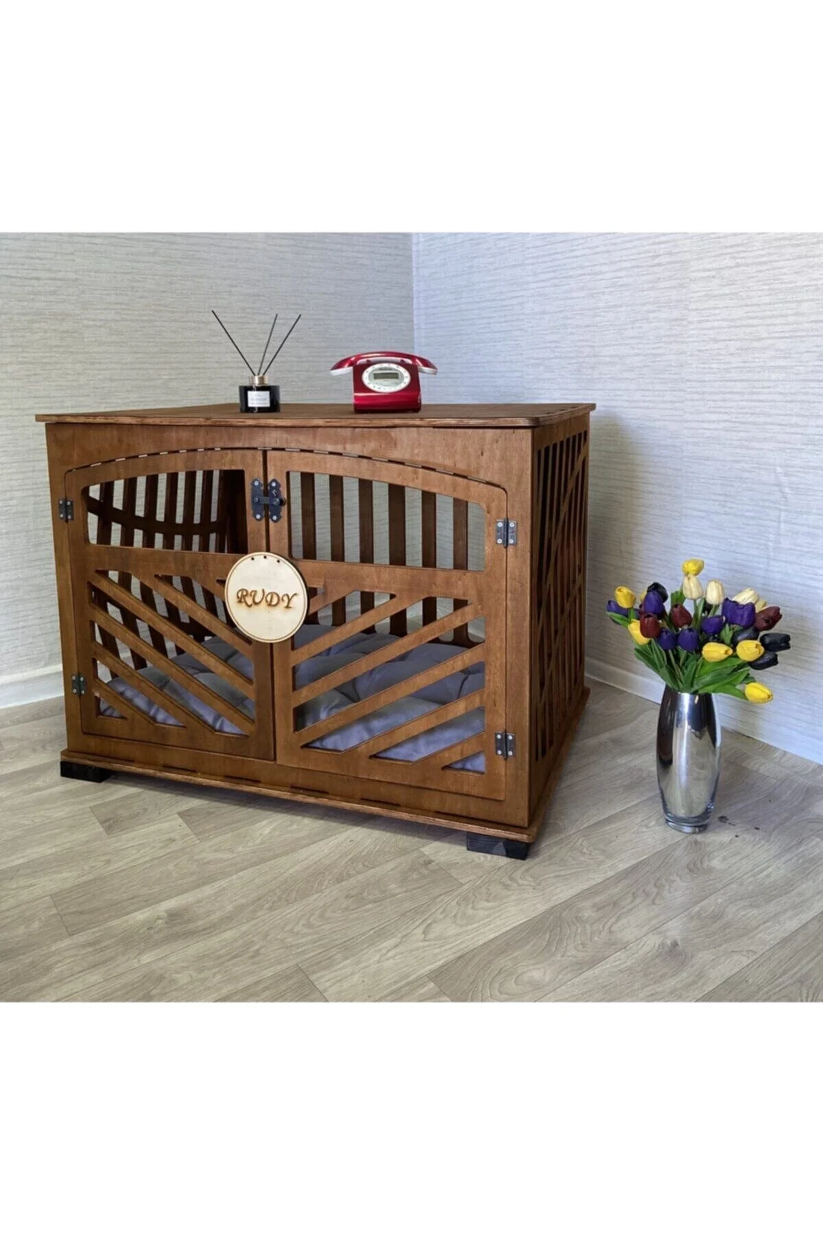TMwooden Ahşap Köpek Kulübesi, Ahşap Köpek Kulübesi, Ev Için Köpek Kulübesi, Ceviz Rengi,