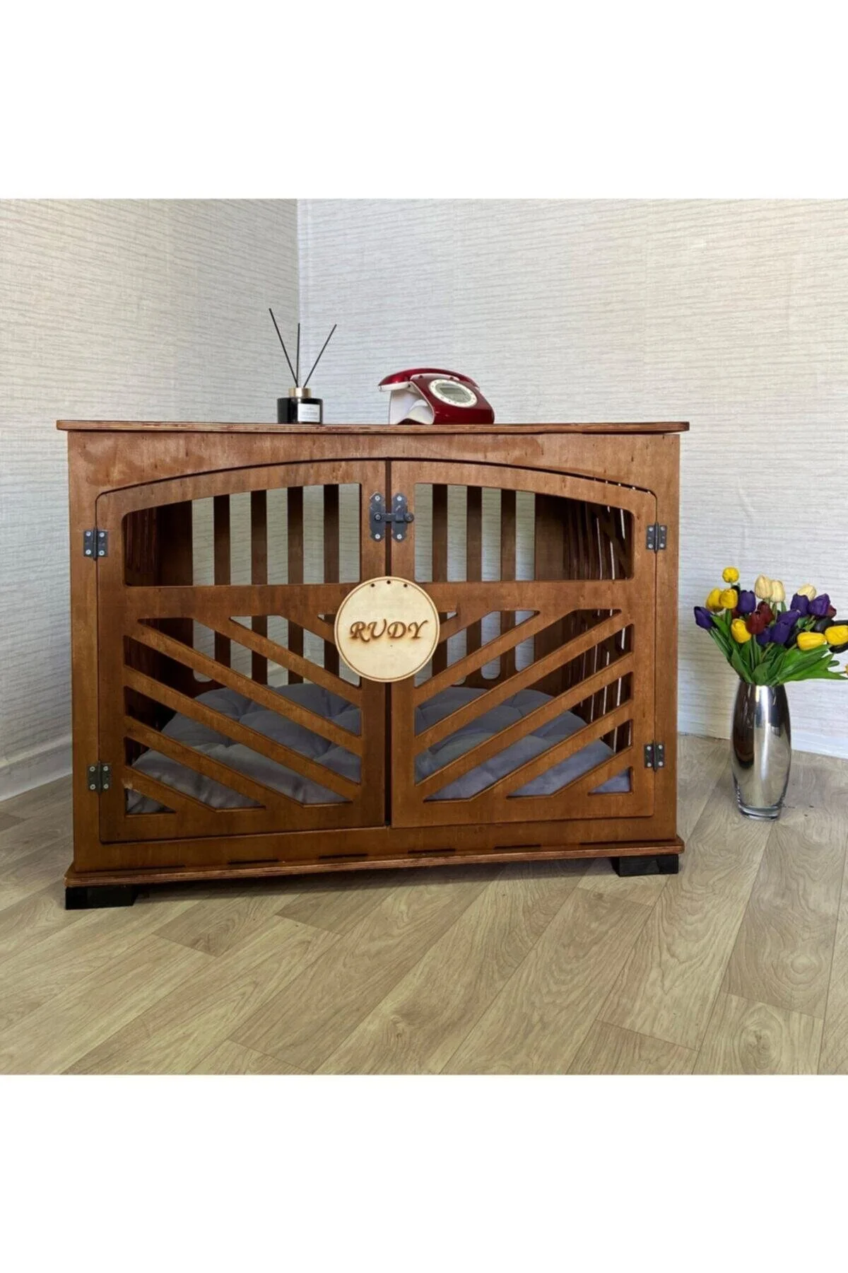 TMwooden Ahşap Köpek Kulübesi, Ahşap Köpek Kulübesi, Ev Için Köpek Kulübesi, Ceviz Rengi,