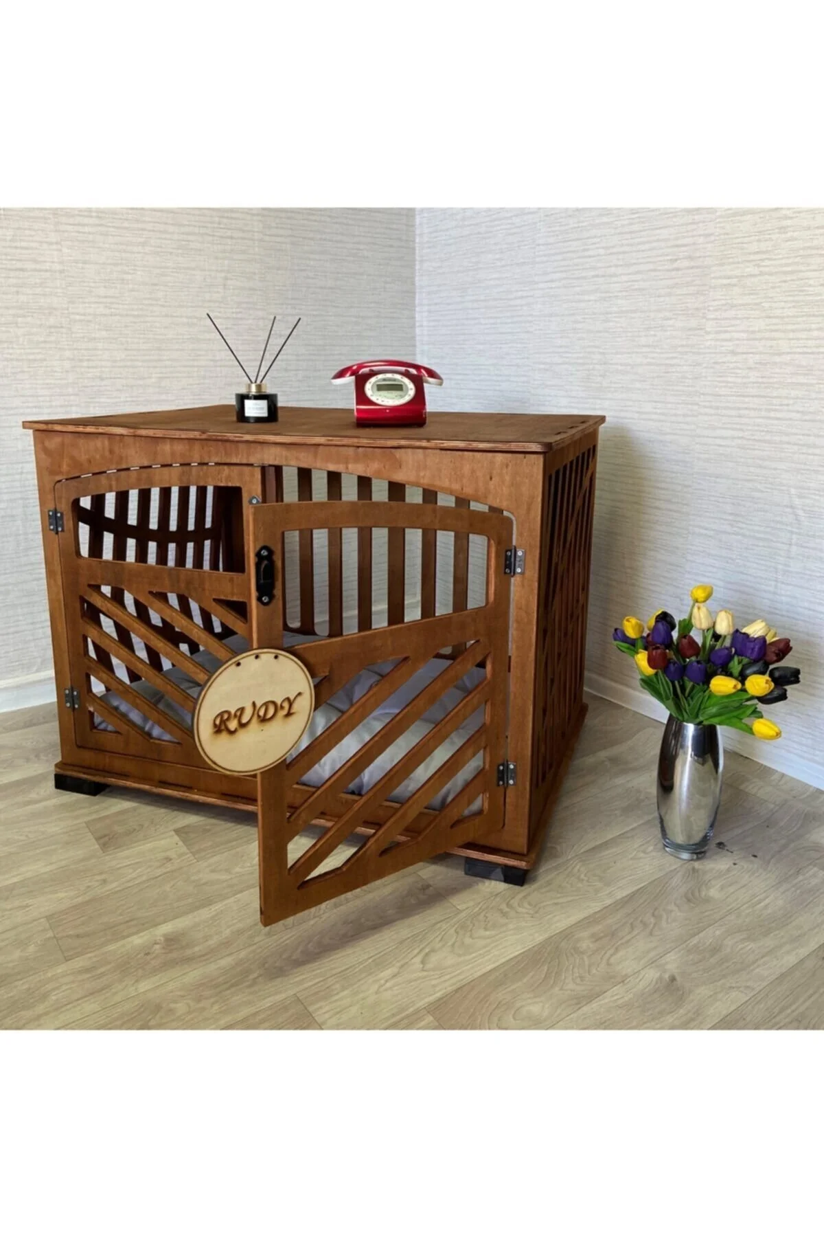 TMwooden Ahşap Köpek Kulübesi, Ahşap Köpek Kulübesi, Ev Için Köpek Kulübesi, Ceviz Rengi,