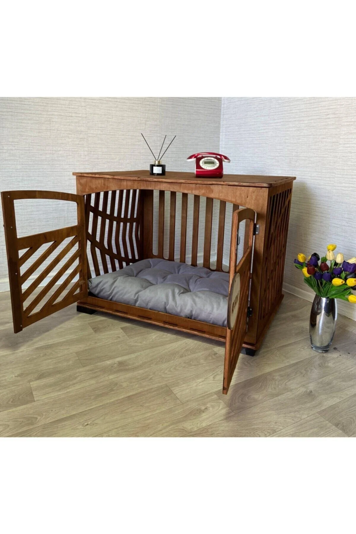 TMwooden Ahşap Köpek Kulübesi, Ahşap Köpek Kulübesi, Ev Için Köpek Kulübesi, Ceviz Rengi,