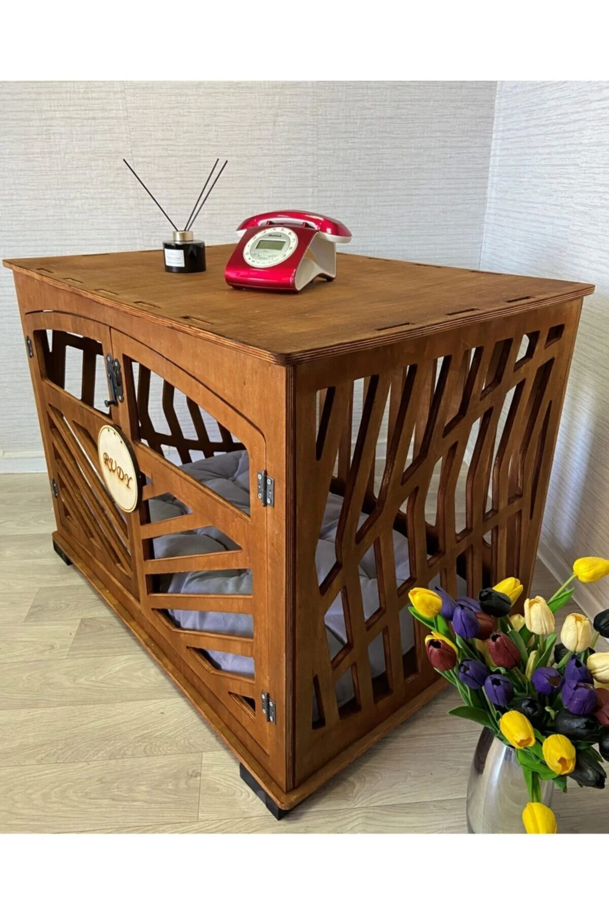TMwooden Ahşap Köpek Kulübesi, Ahşap Köpek Kulübesi, Ev Için Köpek Kulübesi, Ceviz Rengi,