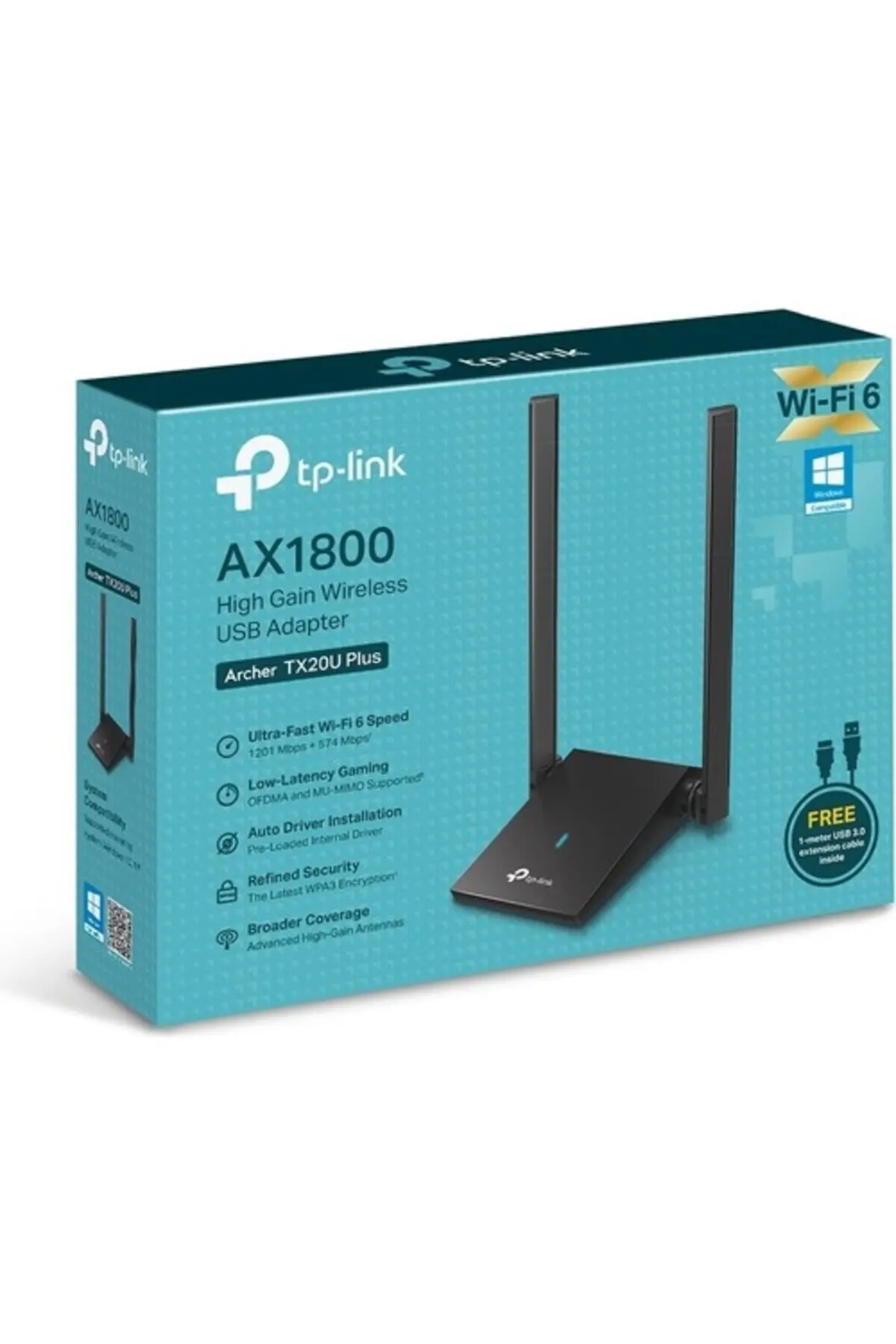 Tp-Link Archer Tx20U Plus 1800 Mbps Çift Anten Kablosuz Usb Adaptör Ax1800