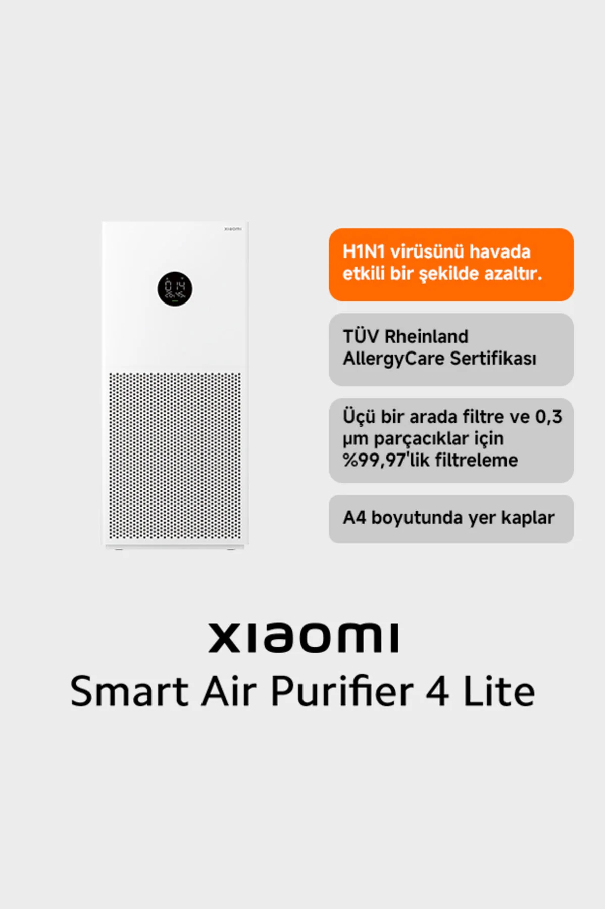 Xiaomi Air Purifier 4 Lite Akıllı Hava Temizleyici Beyaz (Xiaomi Türkiye Garantili)