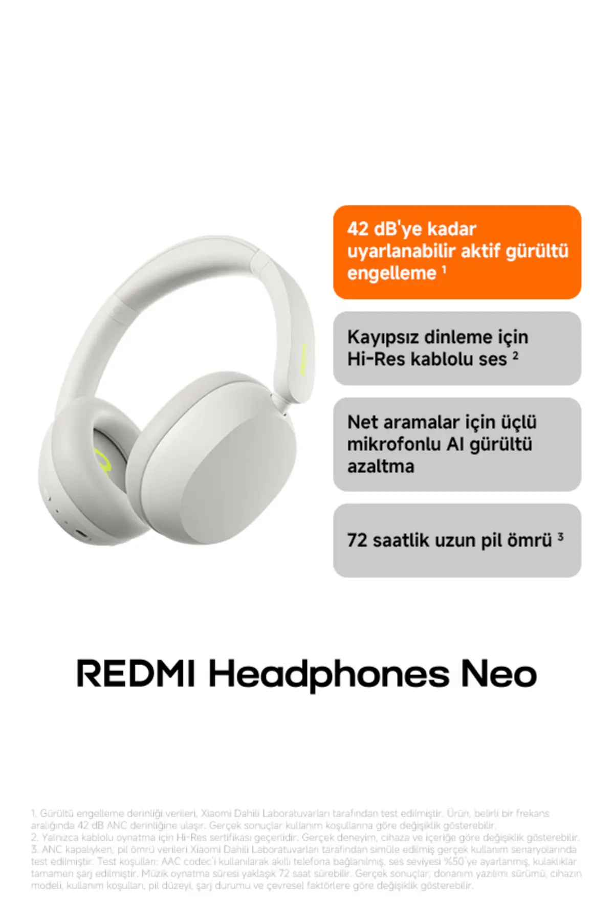 Xiaomi REDMI Headphones Neo beyaz Bluetooth Kulaklık Kablosuz Kulaküstü - ANC BT 5.4 (Xiaomi TR Garantili)
