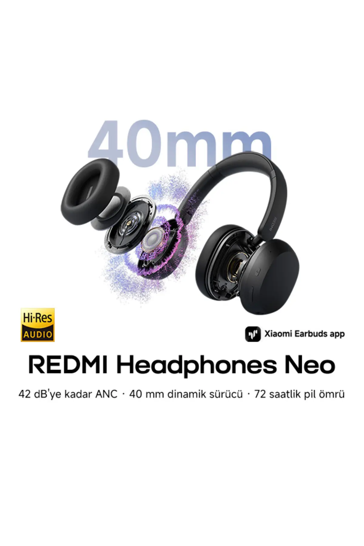 Xiaomi REDMI Headphones Neo mavi Kulak üstü - ANC BT 5.4 (Xiaomi TR Garantili)