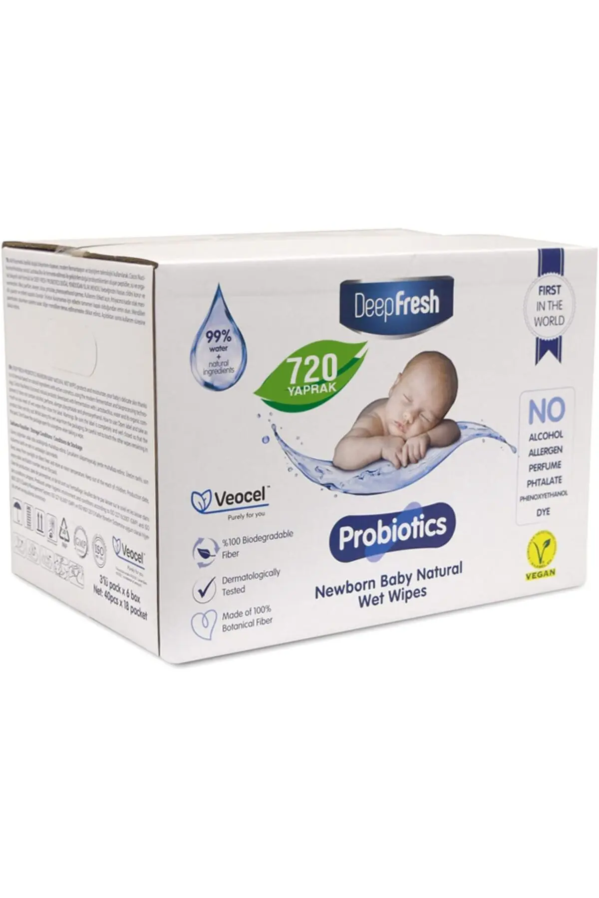 Yıldızan Deep Fresh Probiyotik Alkolsüz Parabensiz Yenidoğan Bebek Islak Mendili 720 Yaprak (18 x 40 Adet) 1
