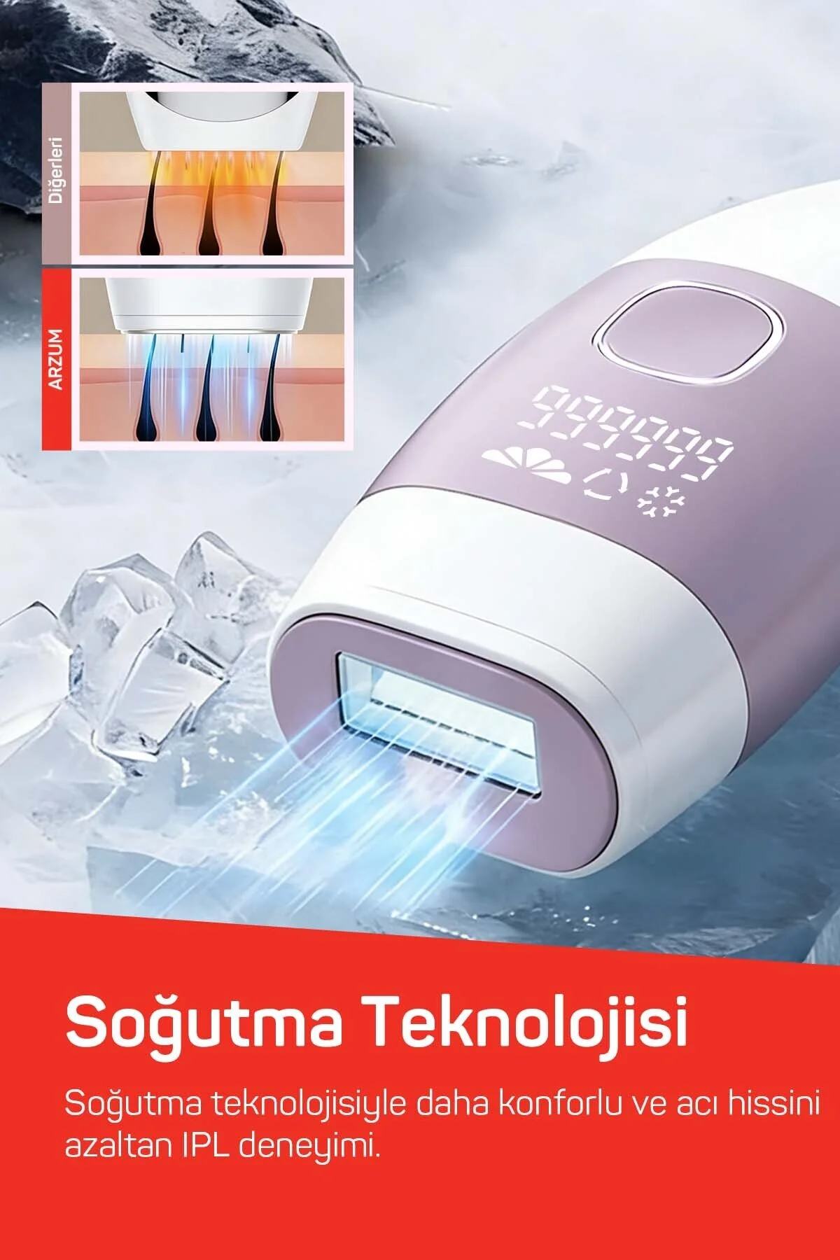 Arzum AR5176 SateenTouch IPL Lazer Epilasyon, 999.999 Atım,Evde Tüy Alma,Soğutmalı, 5 Kademe, Otomatik Mod