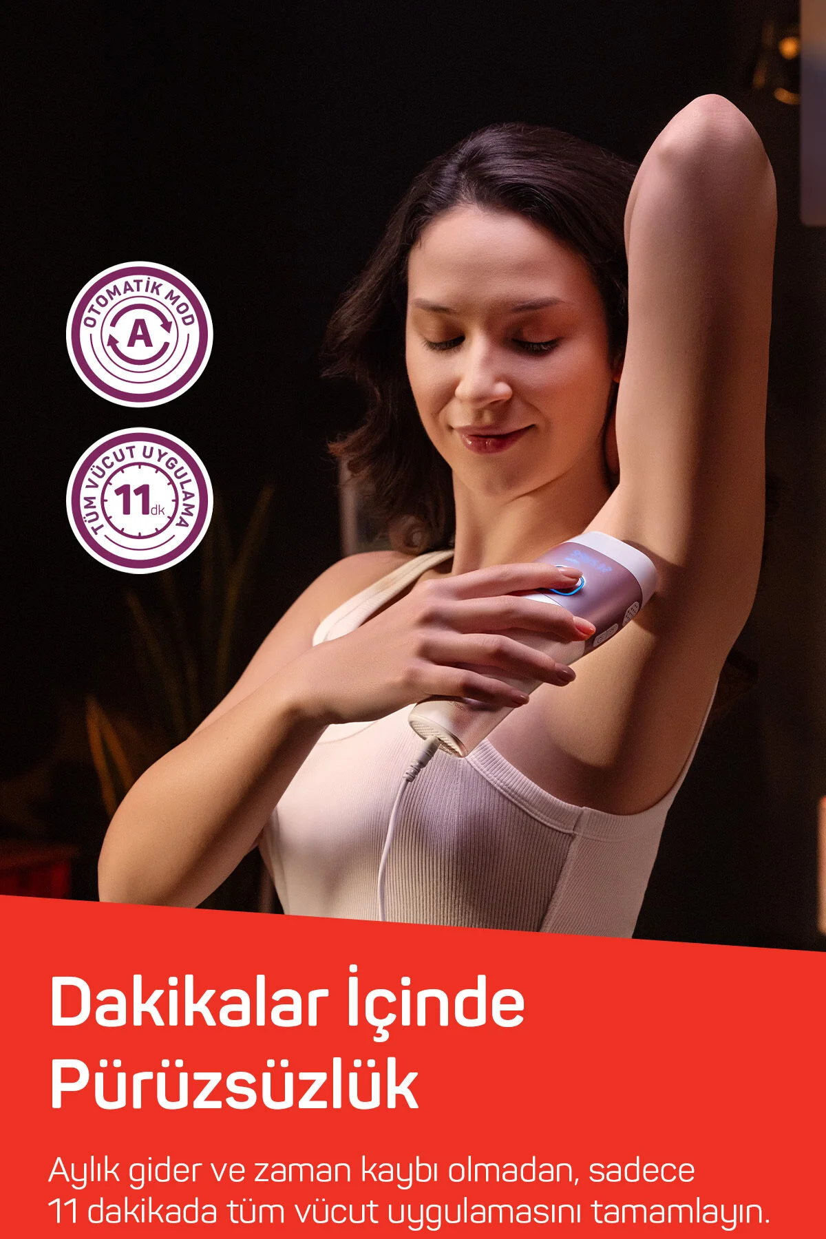 Arzum AR5176 SateenTouch IPL Lazer Epilasyon, 999.999 Atım,Evde Tüy Alma,Soğutmalı, 5 Kademe, Otomatik Mod