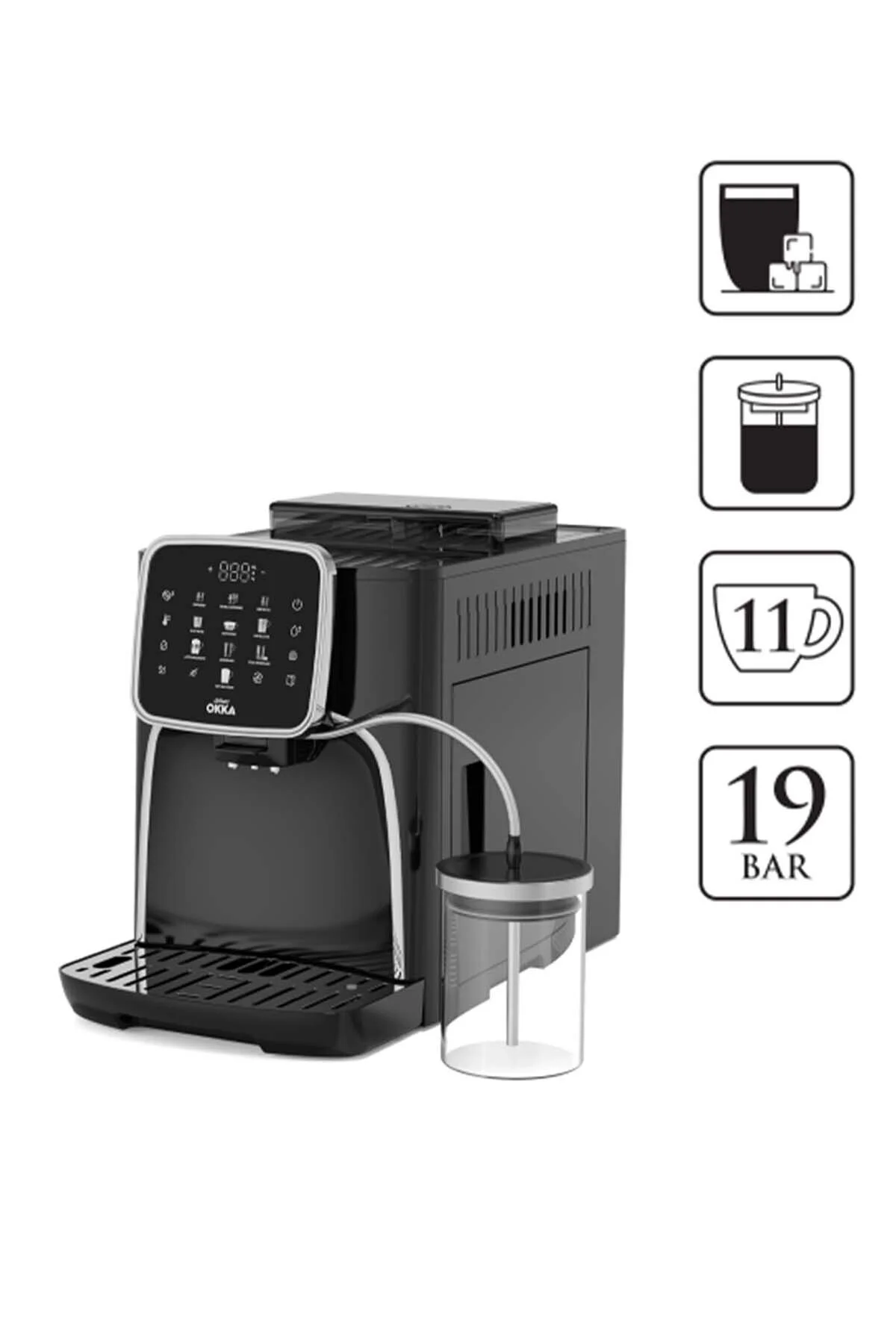 Arzum OK0028 Okka Espresso Pro M Tam Otomatik Espresso Makinesi, 11 Sıcak ve Soğuk İçecek, Krom