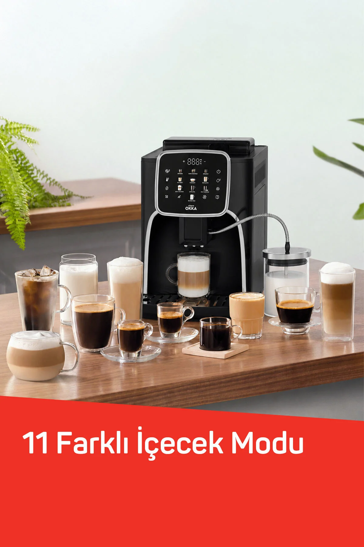 Arzum OK0028 Okka Espresso Pro M Tam Otomatik Espresso Makinesi, 11 Sıcak ve Soğuk İçecek, Krom