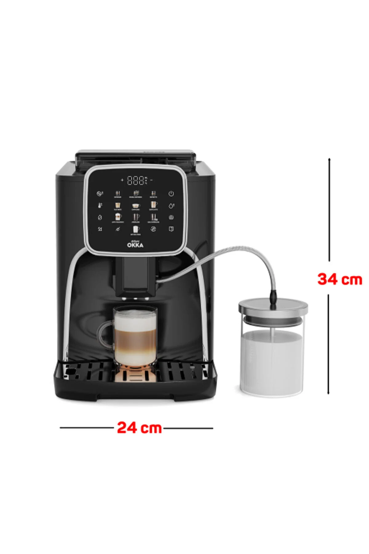 Arzum OK0028 Okka Espresso Pro M Tam Otomatik Espresso Makinesi, 11 Sıcak ve Soğuk İçecek, Krom