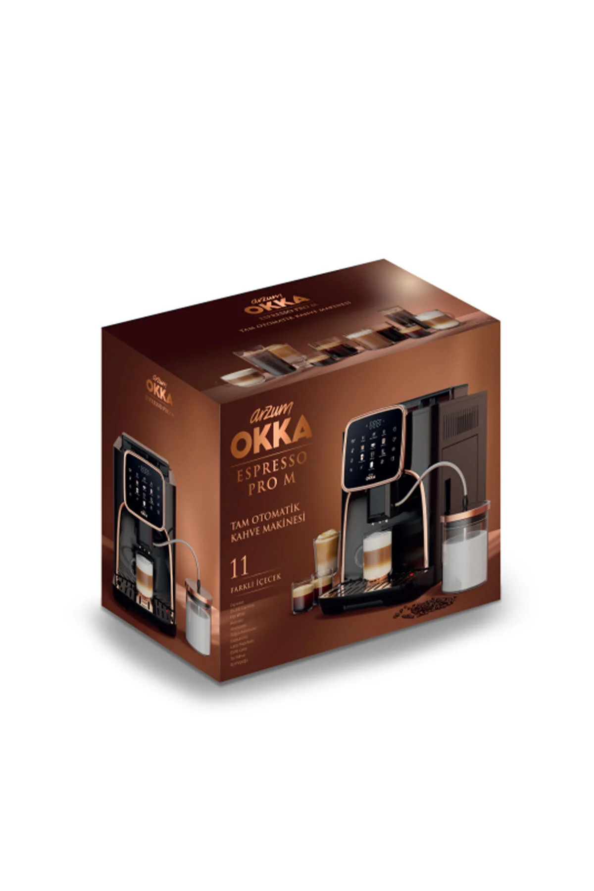 Arzum OK0028 Okka Espresso Pro M Tam Otomatik Espresso Makinesi, 11 Sıcak ve Soğuk İçecek, Krom