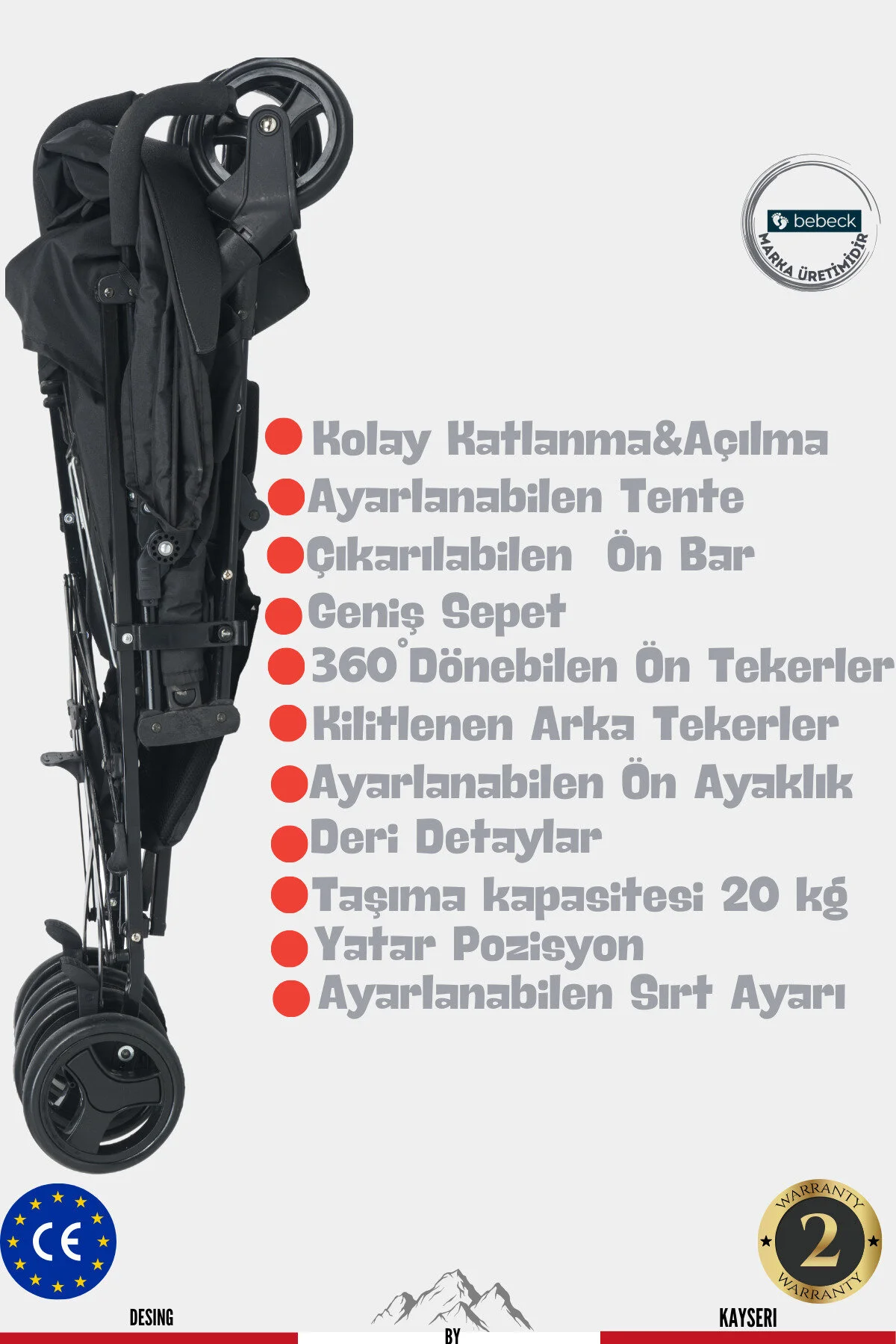 Bebeck Accord Baston Bebek Arabası Kahve
