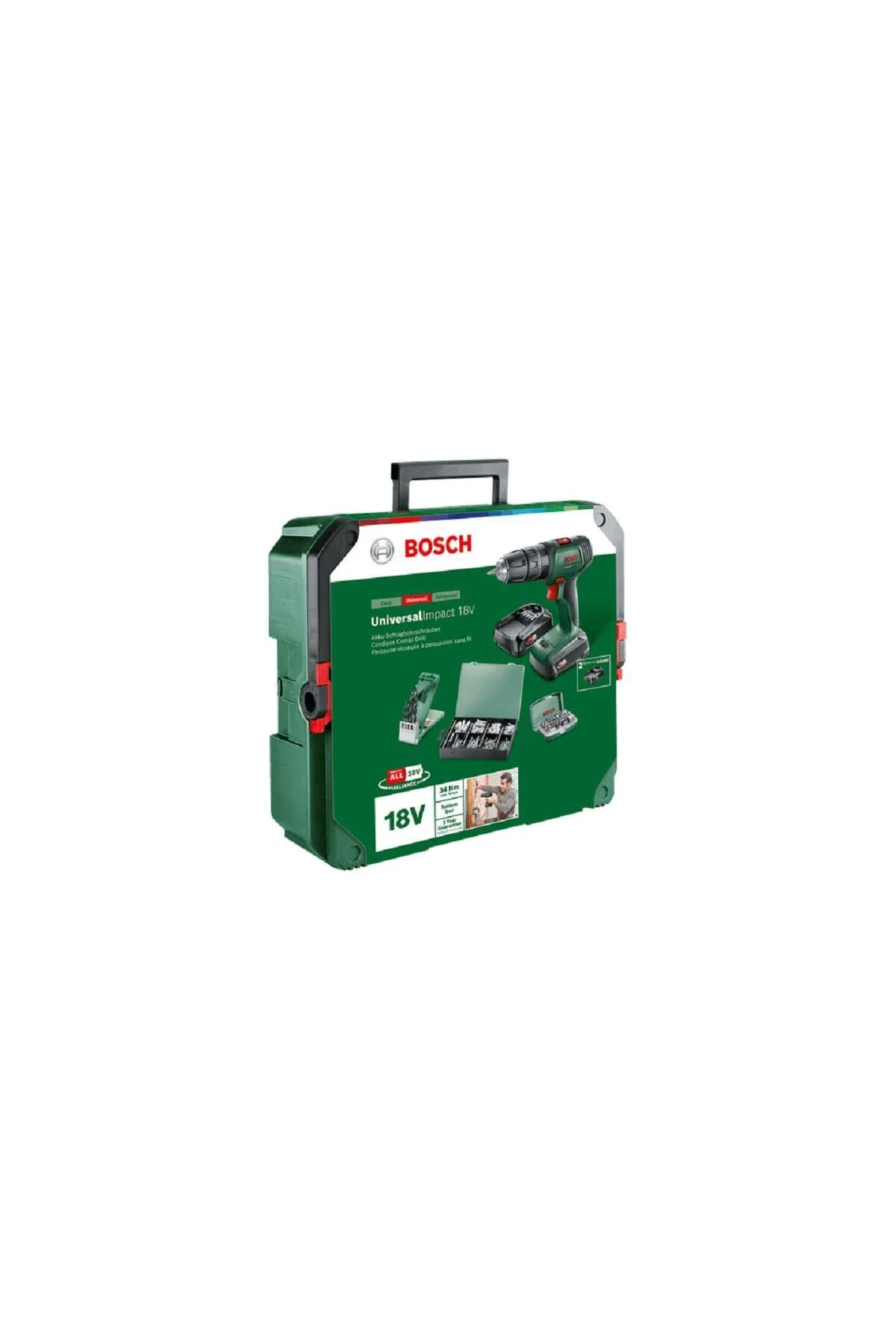 Bosch UniversalImpact Akülü Darbeli Matkap (2x 1.5Ah)+210 Aksesuar 06039D4107