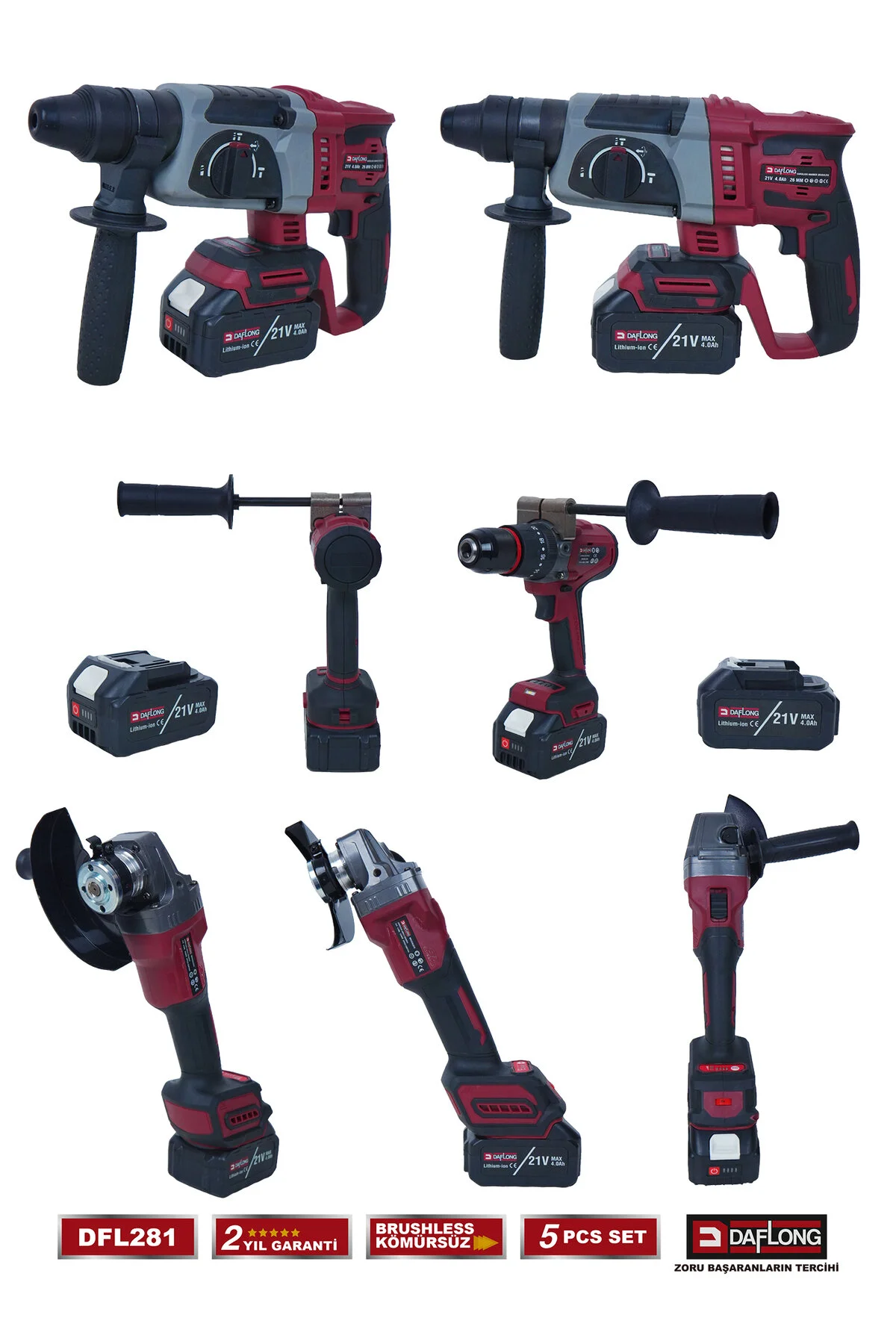 Daflong 5'Lİ USTA SETİ 130NM MATKAP+1600NM SOMUN S.+6 KADEME DEVİR AYARLI SPİRAL-HİLTİ-FENER DFL-281