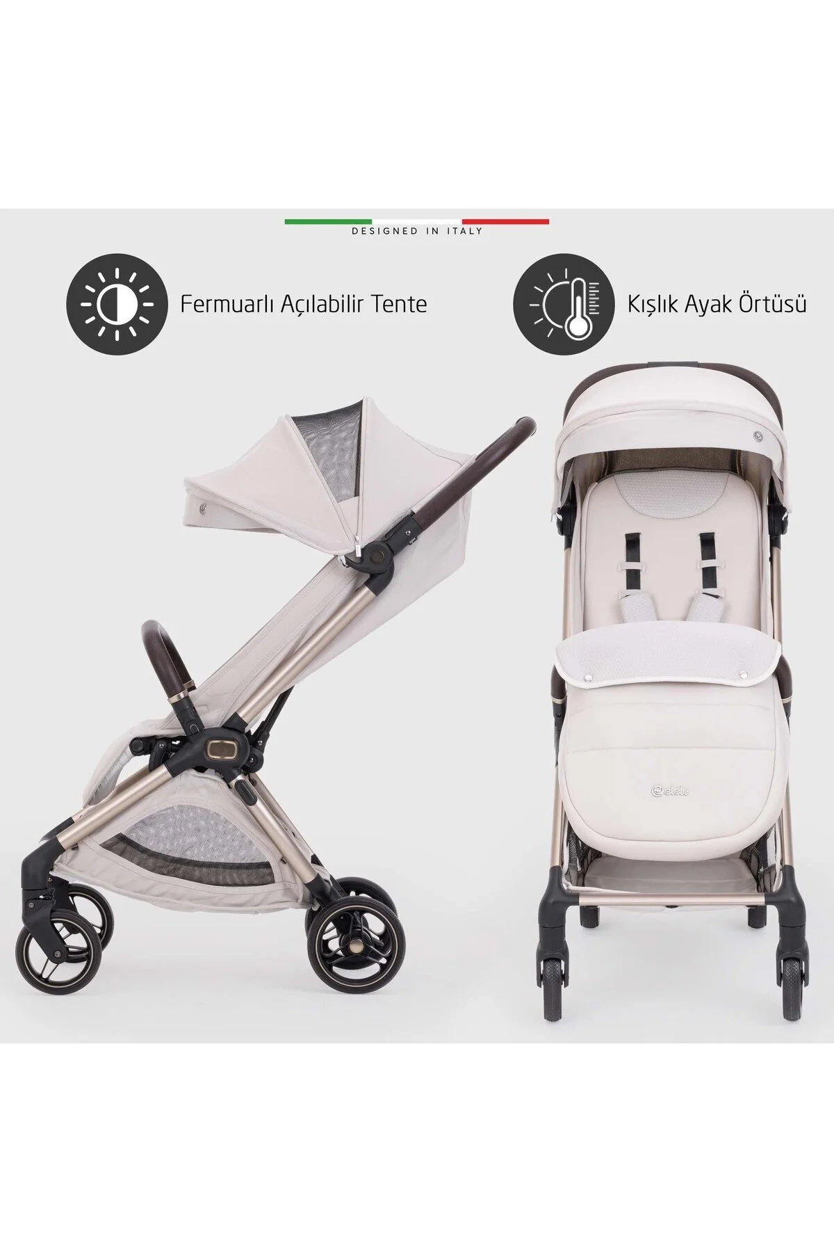 Elele Pilota Premium Kabin Tipi Bebek Arabası Bej