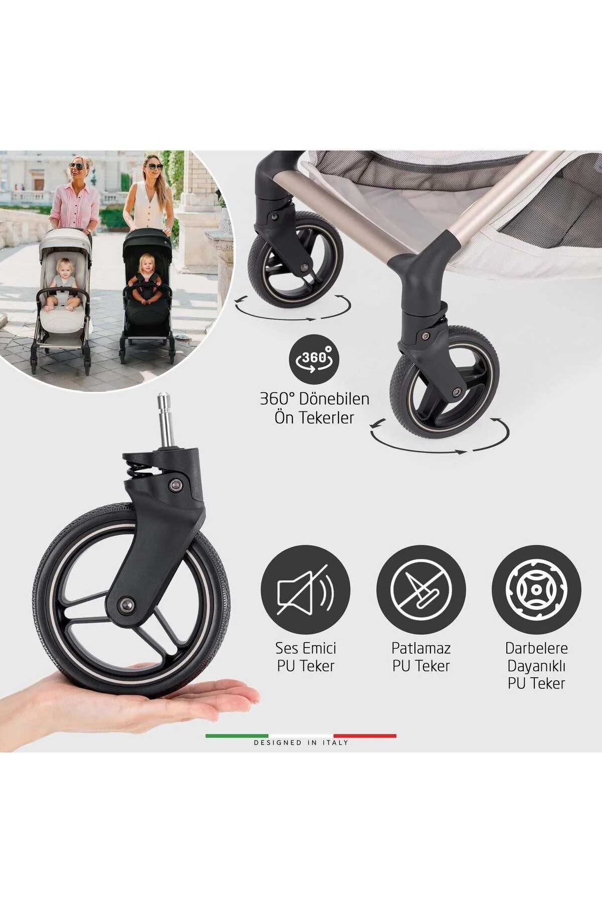 Elele Pilota Premium Kabin Tipi Bebek Arabası Gri