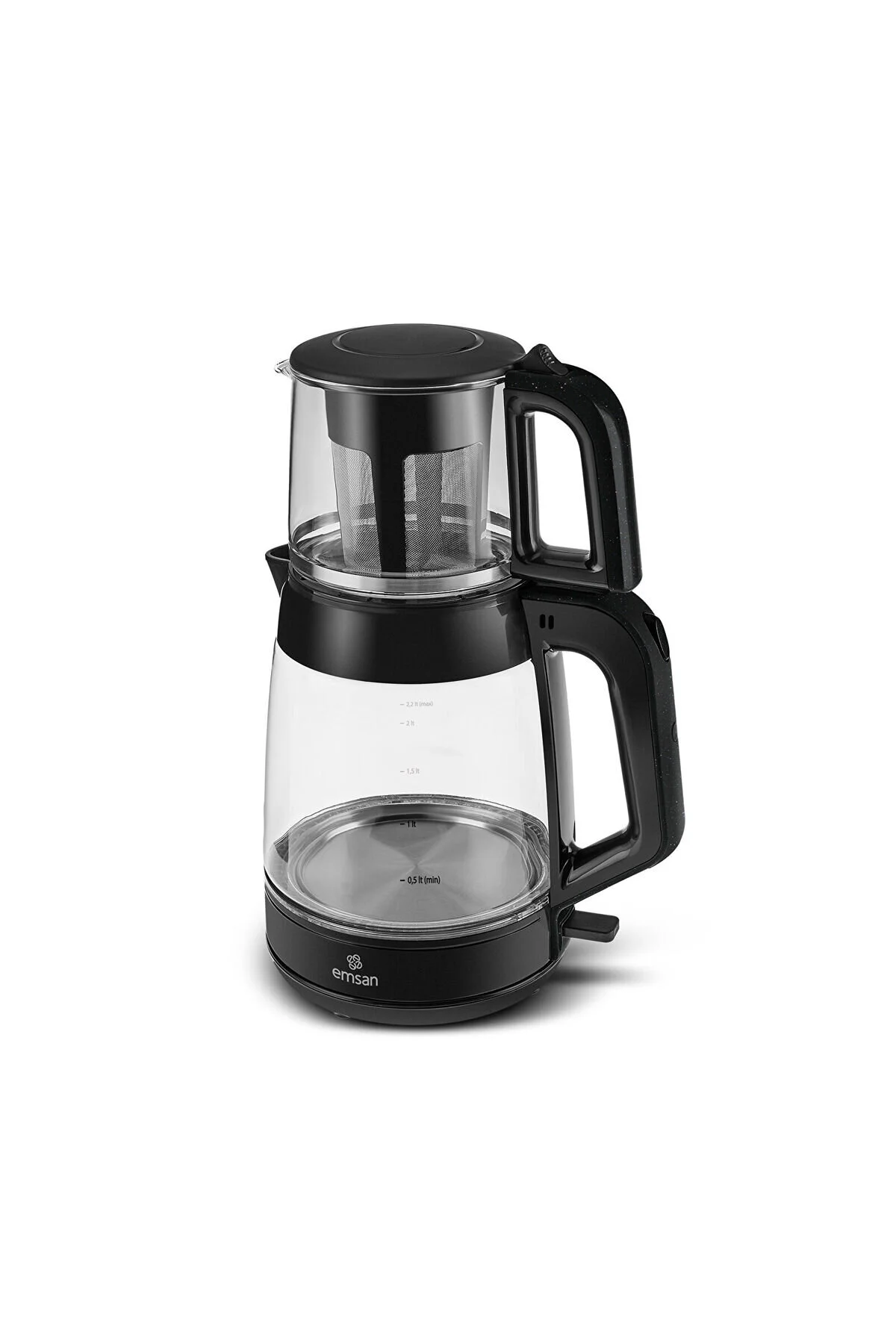 Emsan Glass Tea XL 2 in 1 Cam Çay Makinesi ve Kettle Shiny Black