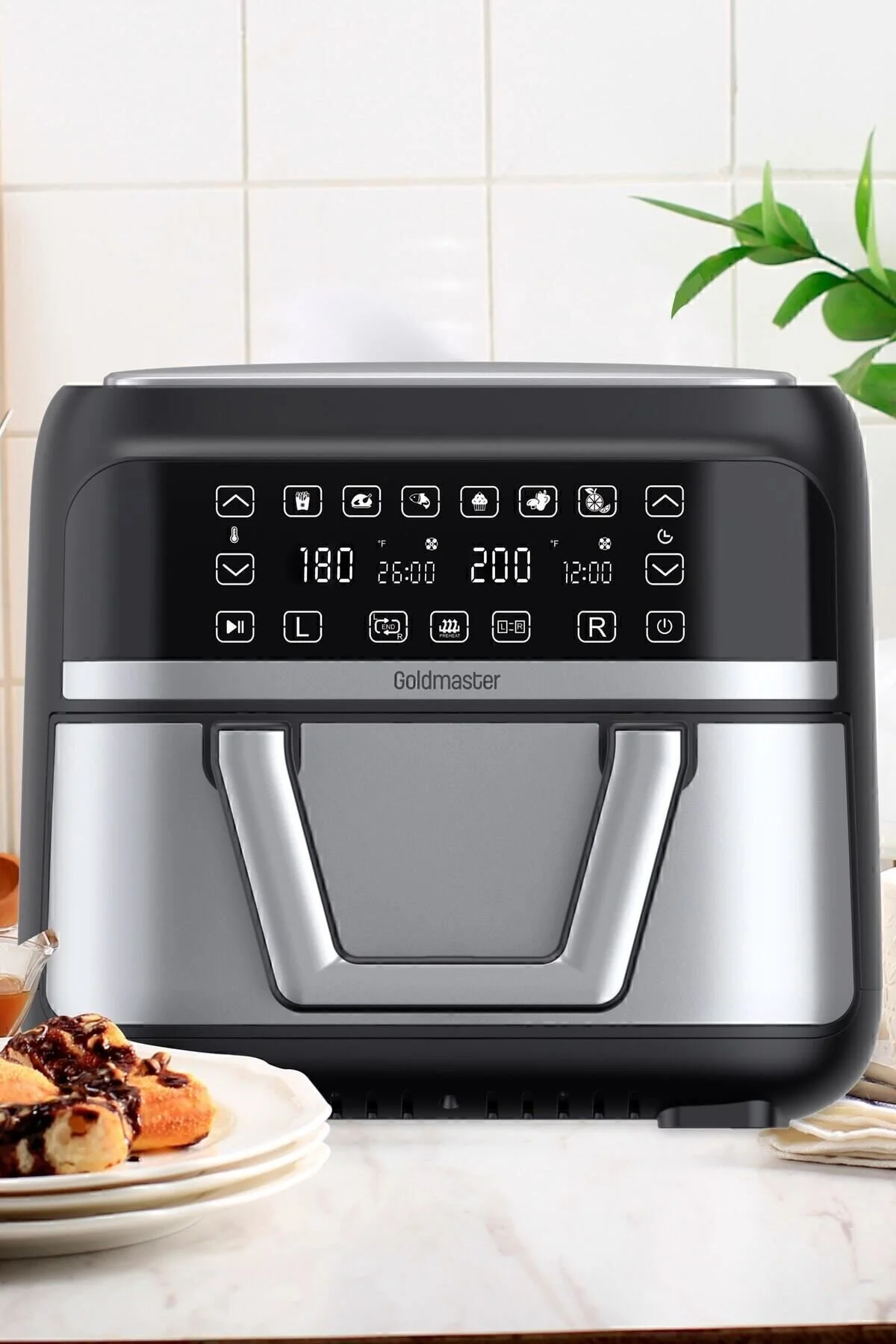 GoldMaster Doublefry 2850w 9 Litre 3xl Dev Tek Ve Çift Hazneli Dokunmatik Airfryer Yağsız Sıcak Hava Fritözü
