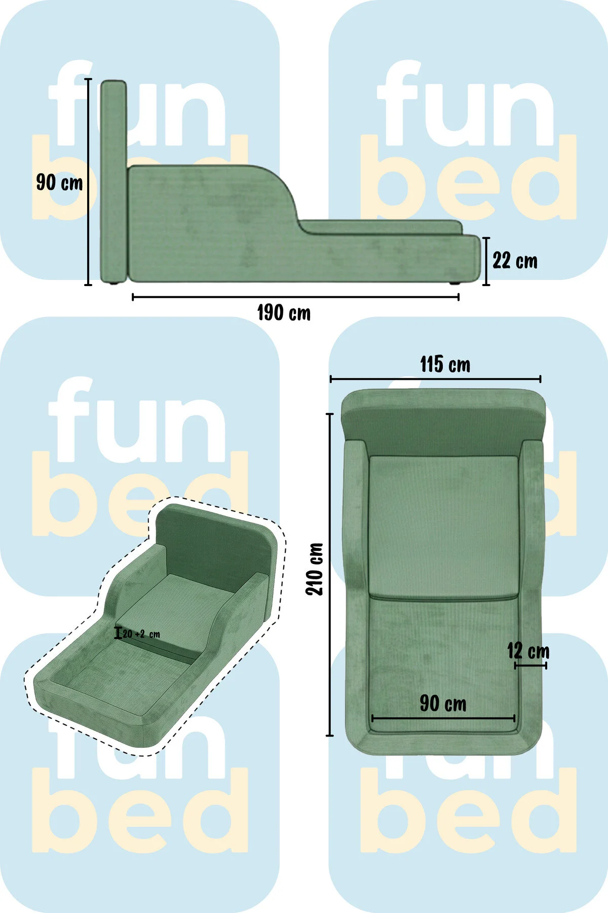 GOOD NİGHT Funbed Yeni Nesil Montessori Çocuk Yatağı & Oyun Alanı Yıkanabilir Sıvı Geçirmez