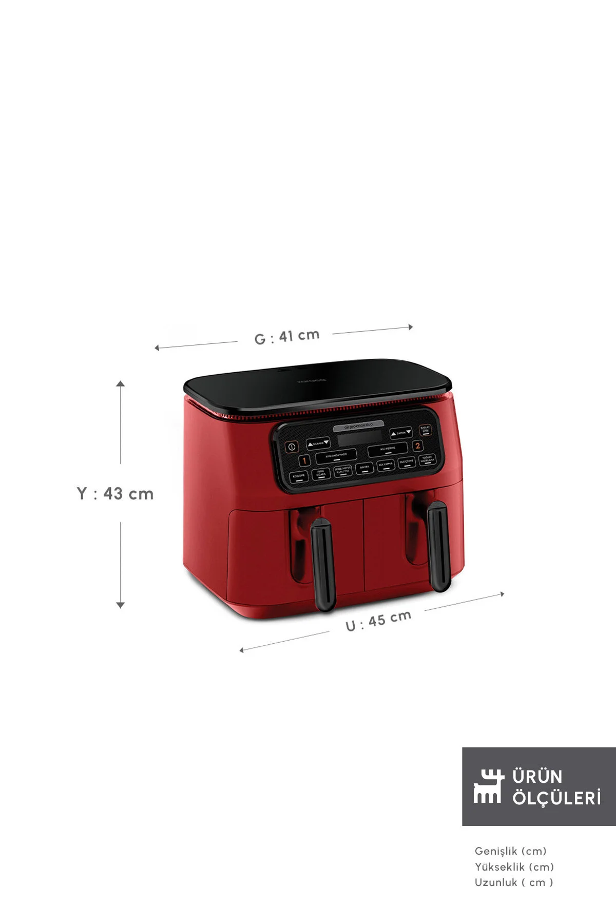 Karaca Air Pro Cook Duo Köz Xxxl 4+4 Litre Airfryer Ruby 8 Kişilik