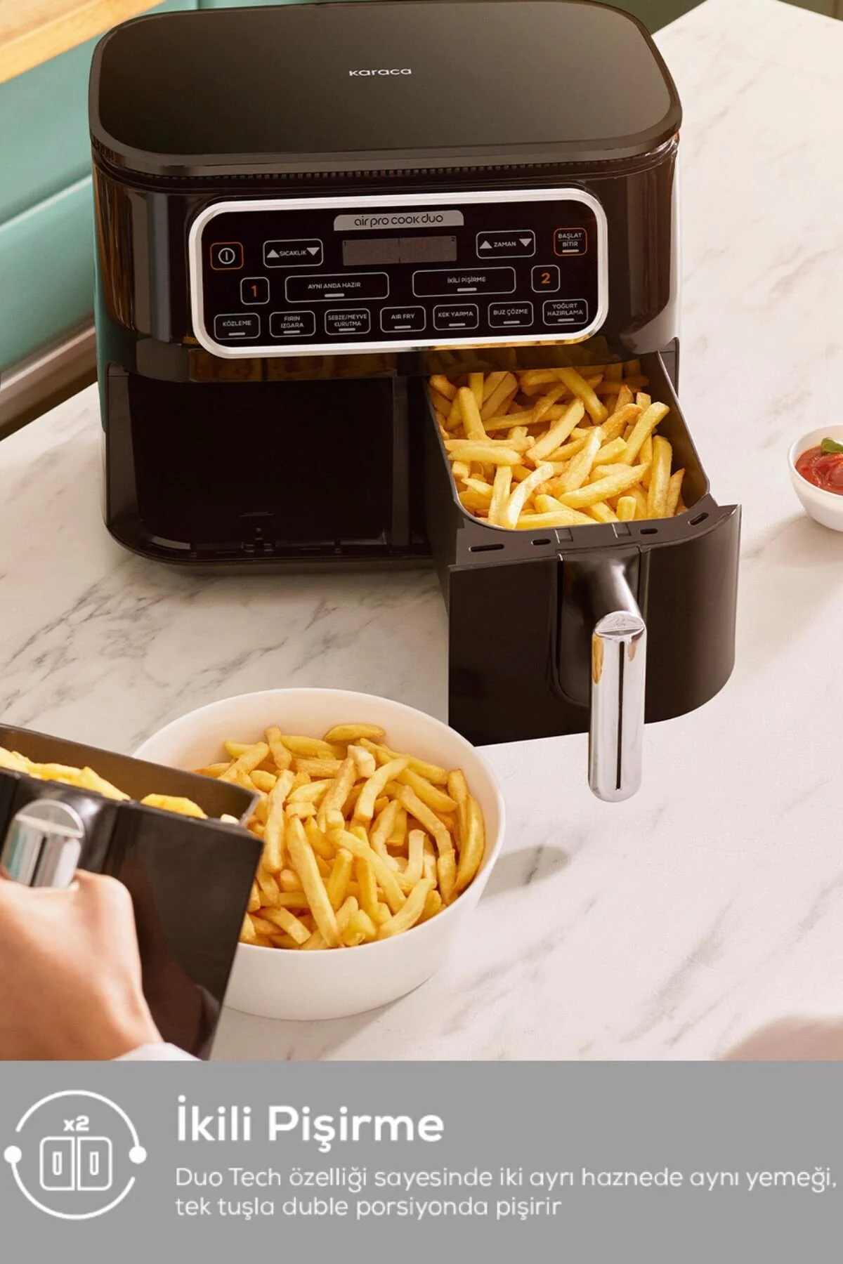 Karaca Air Pro Cook Duo Köz Xxxl 4+4 Litre Airfryer Ruby 8 Kişilik