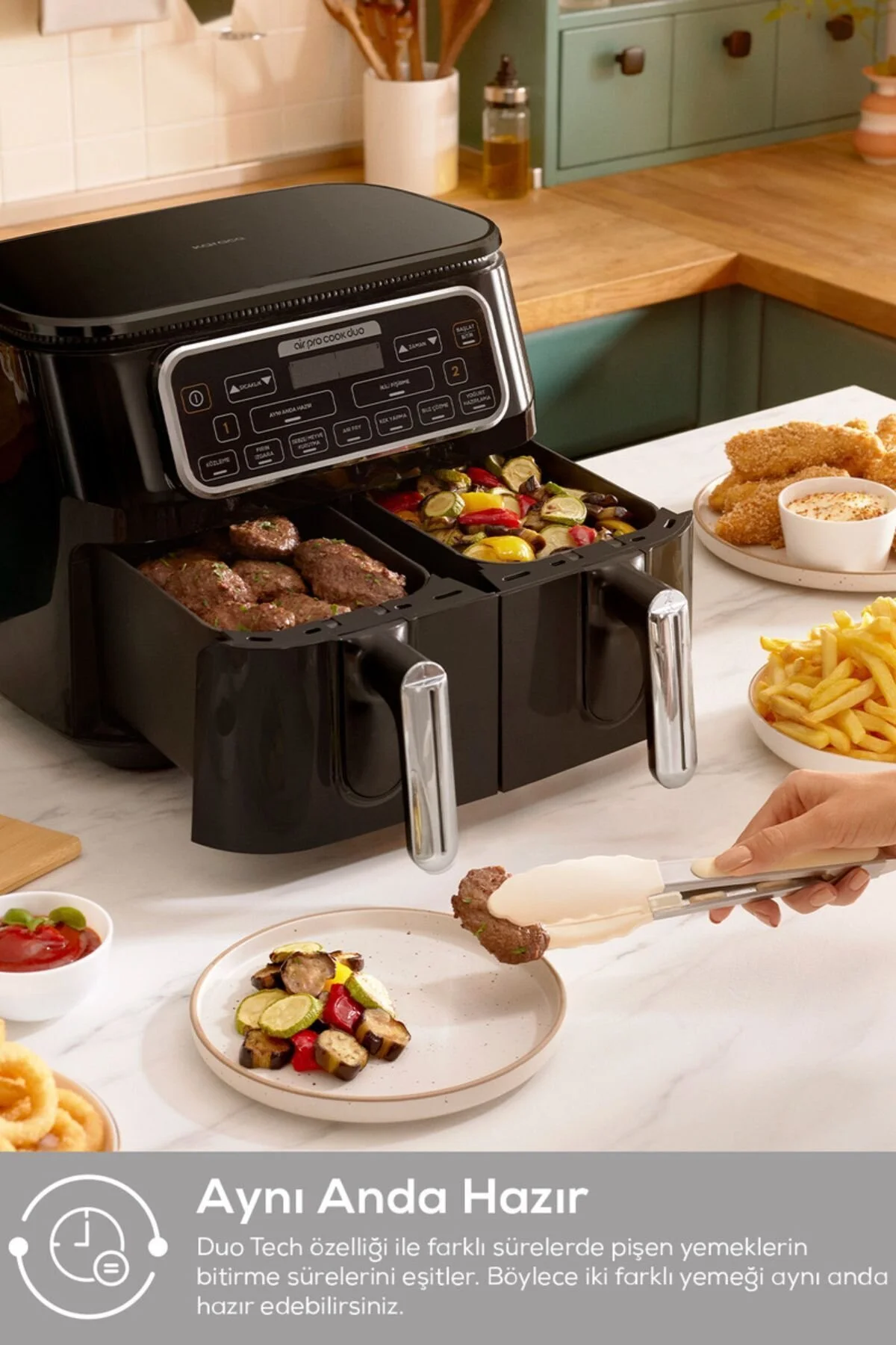 Karaca Air Pro Cook Duo Köz Xxxl 4+4 Litre Airfryer Ruby 8 Kişilik