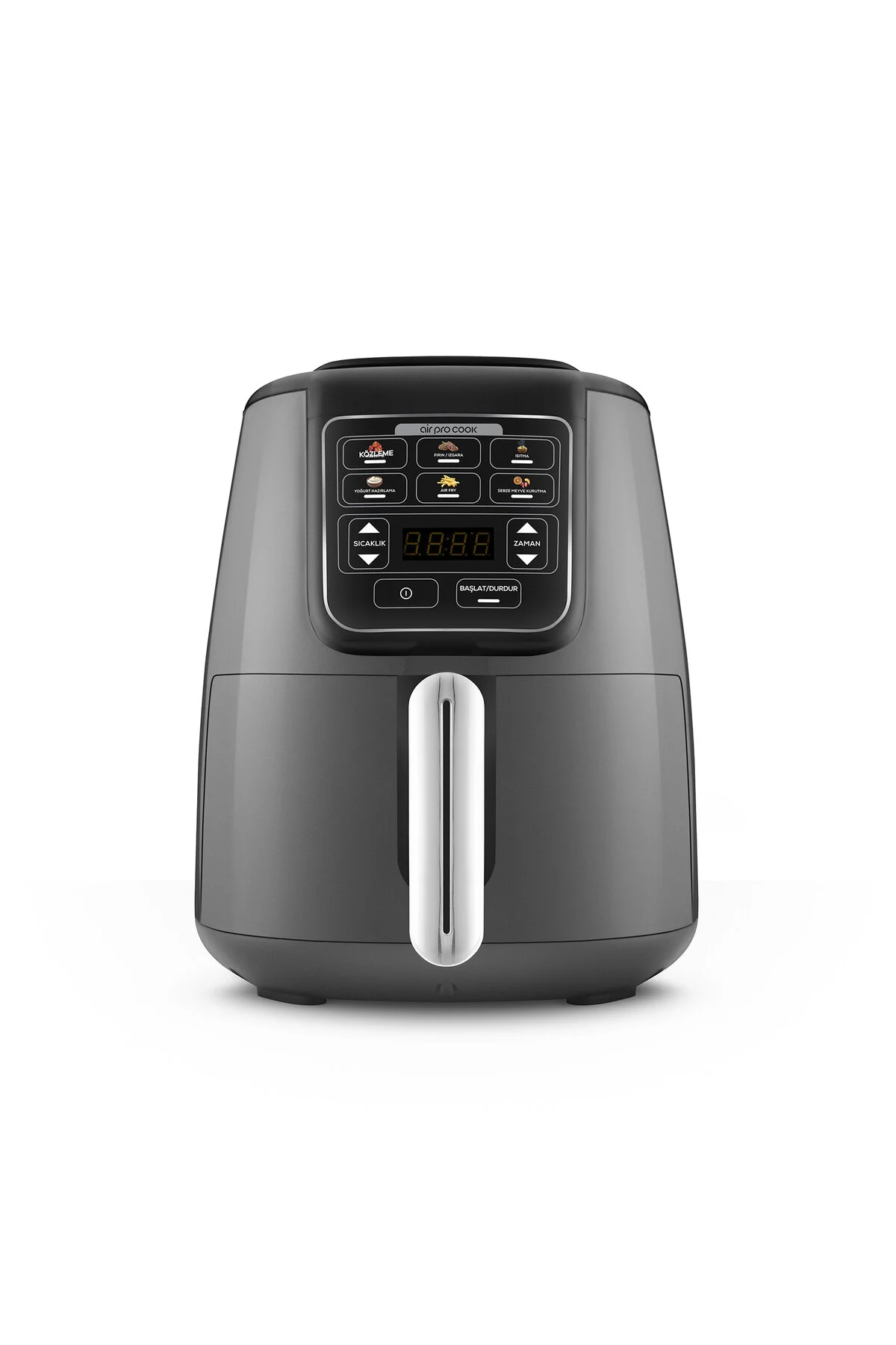 Karaca Air Pro Cook Köz Steel XL Çelik Hazneli Airfryer Space Gray 4 Litre 4 Kişilik