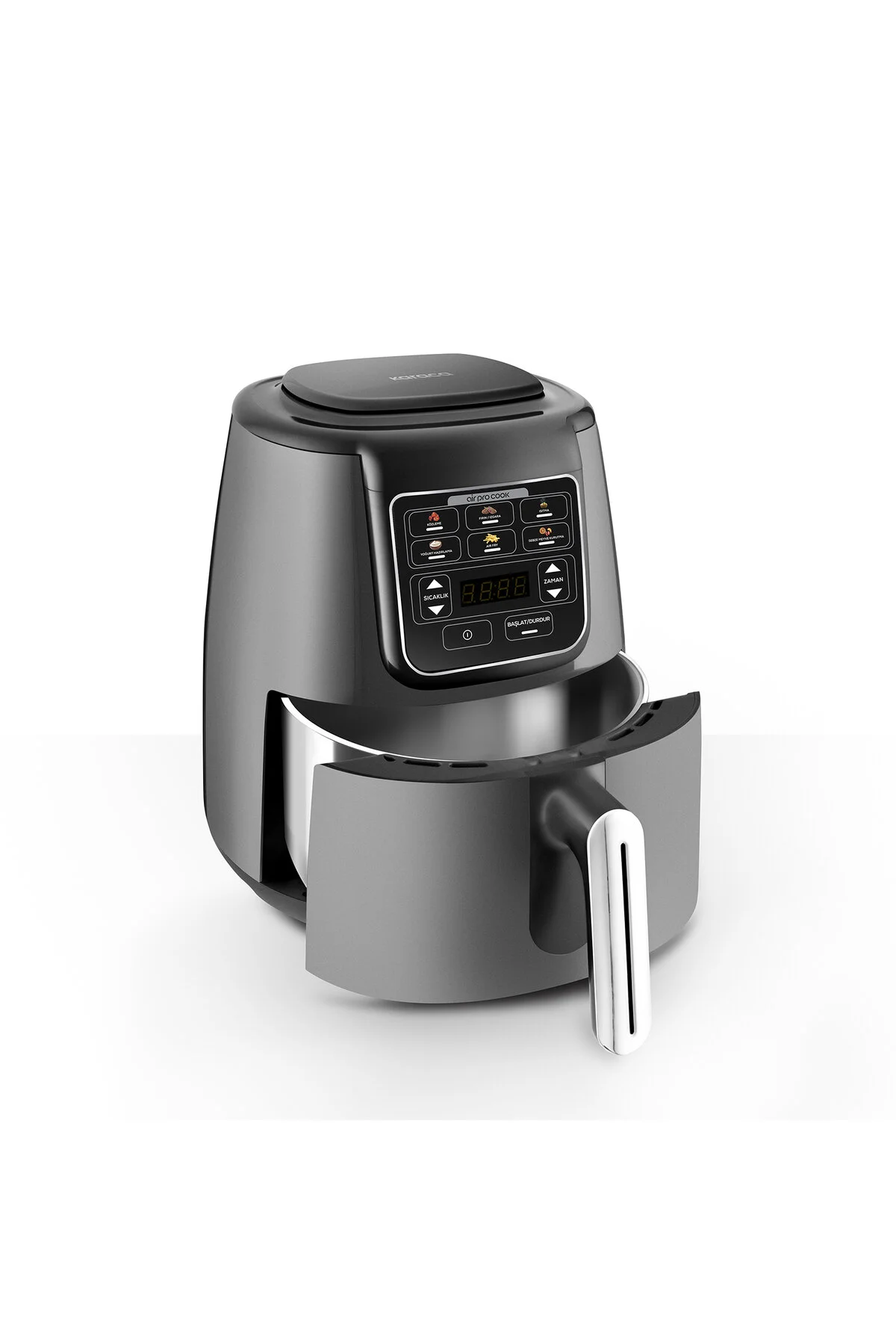Karaca Air Pro Cook Köz Steel XL Çelik Hazneli Airfryer Space Gray 4 Litre 4 Kişilik