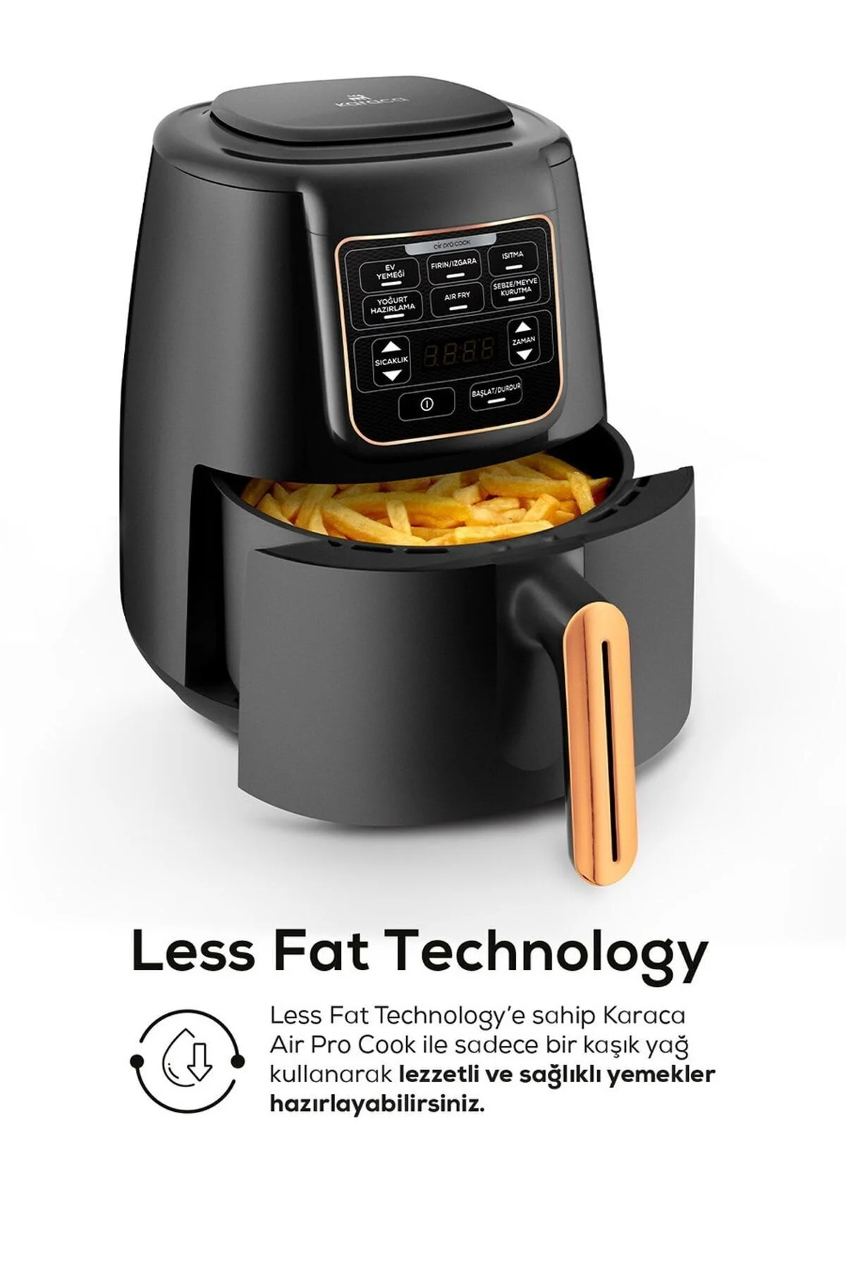 Karaca Air Pro Cook Xl 2 In 1 Konuşan Airfryer Black Cooper 4 Kişilik