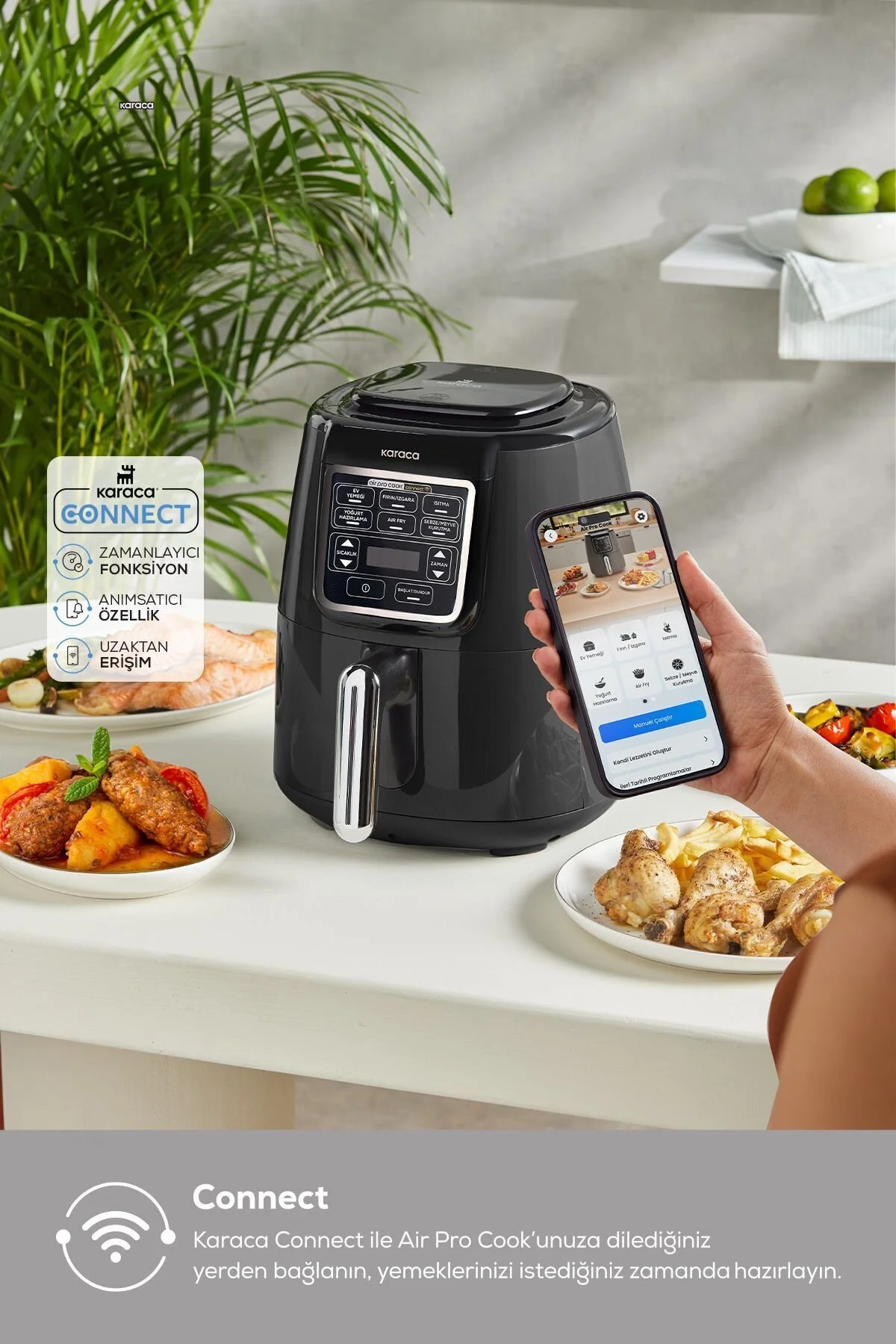 Karaca Connect Air Pro Cook XL 2 in 1 Uzaktan Erişimli Airfryer Shadow Grey