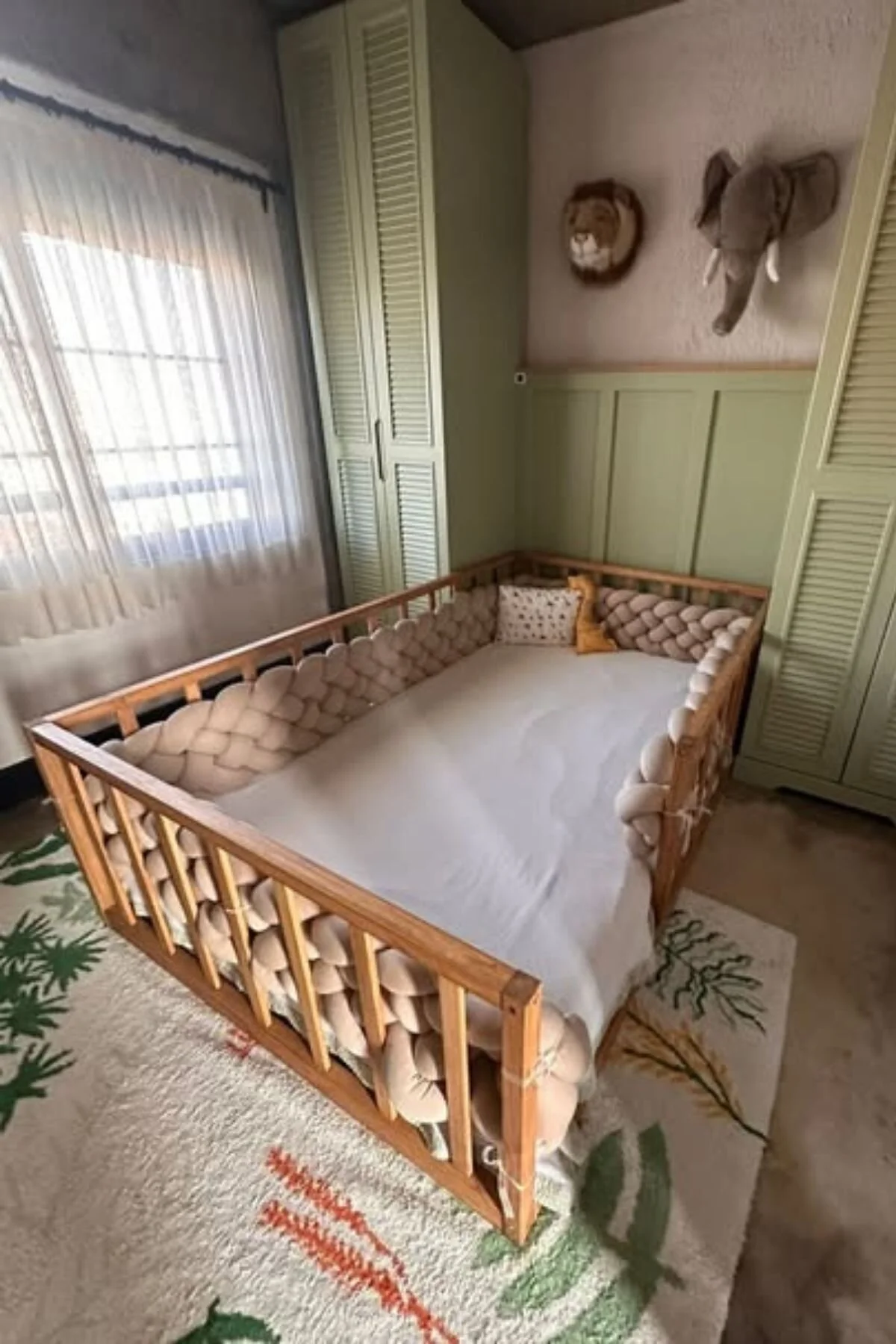 Loolpi Home Luna Montessori Bebek ve Çocuk Karyolası Doğal Ahşap Yatak Ayaksız