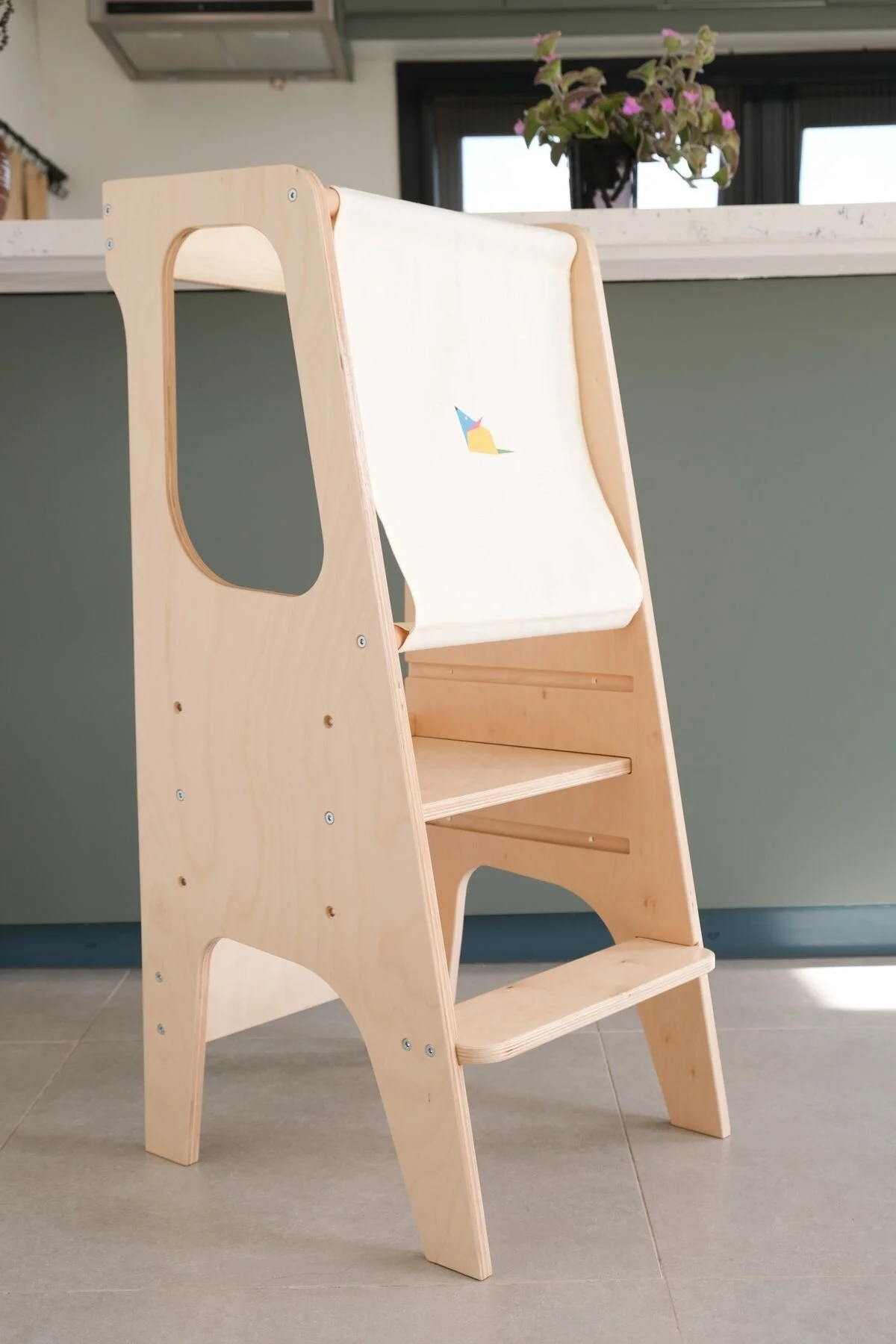 Minik Fare Montessori Öğrenme Kulesi Huş Ahşap - Doğal