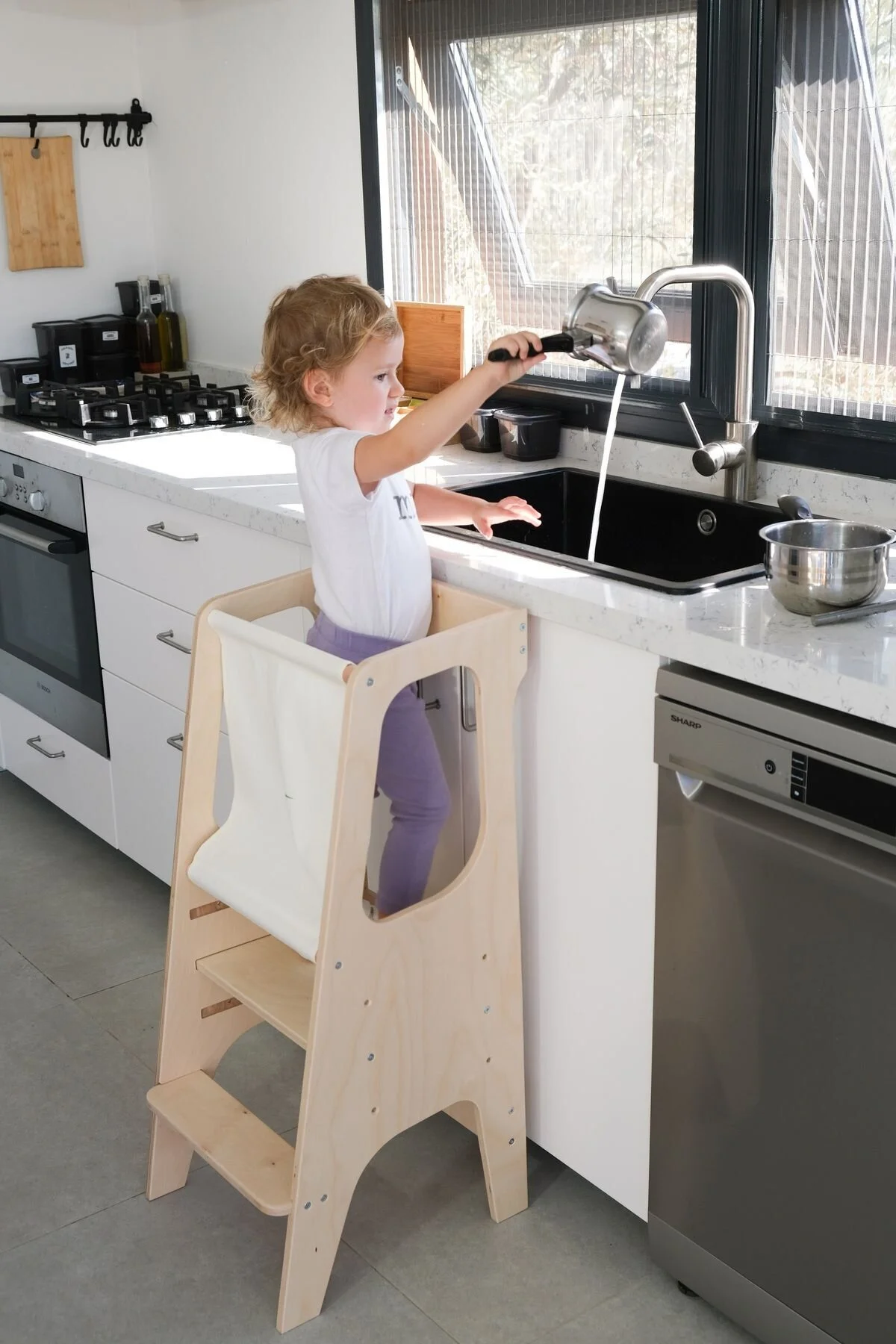 Minik Fare Montessori Öğrenme Kulesi Huş Ahşap - Doğal