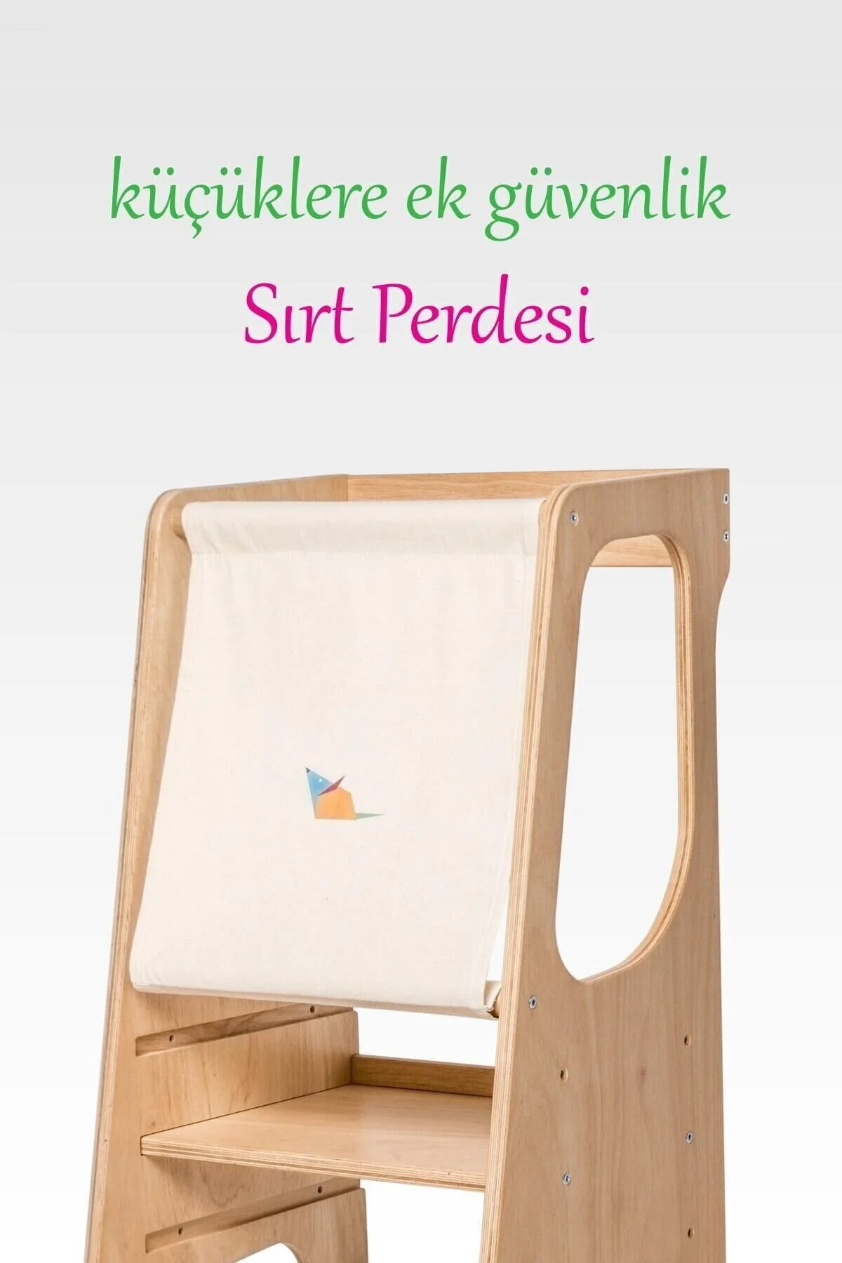 Minik Fare Montessori Öğrenme Kulesi Huş Ahşap - Doğal