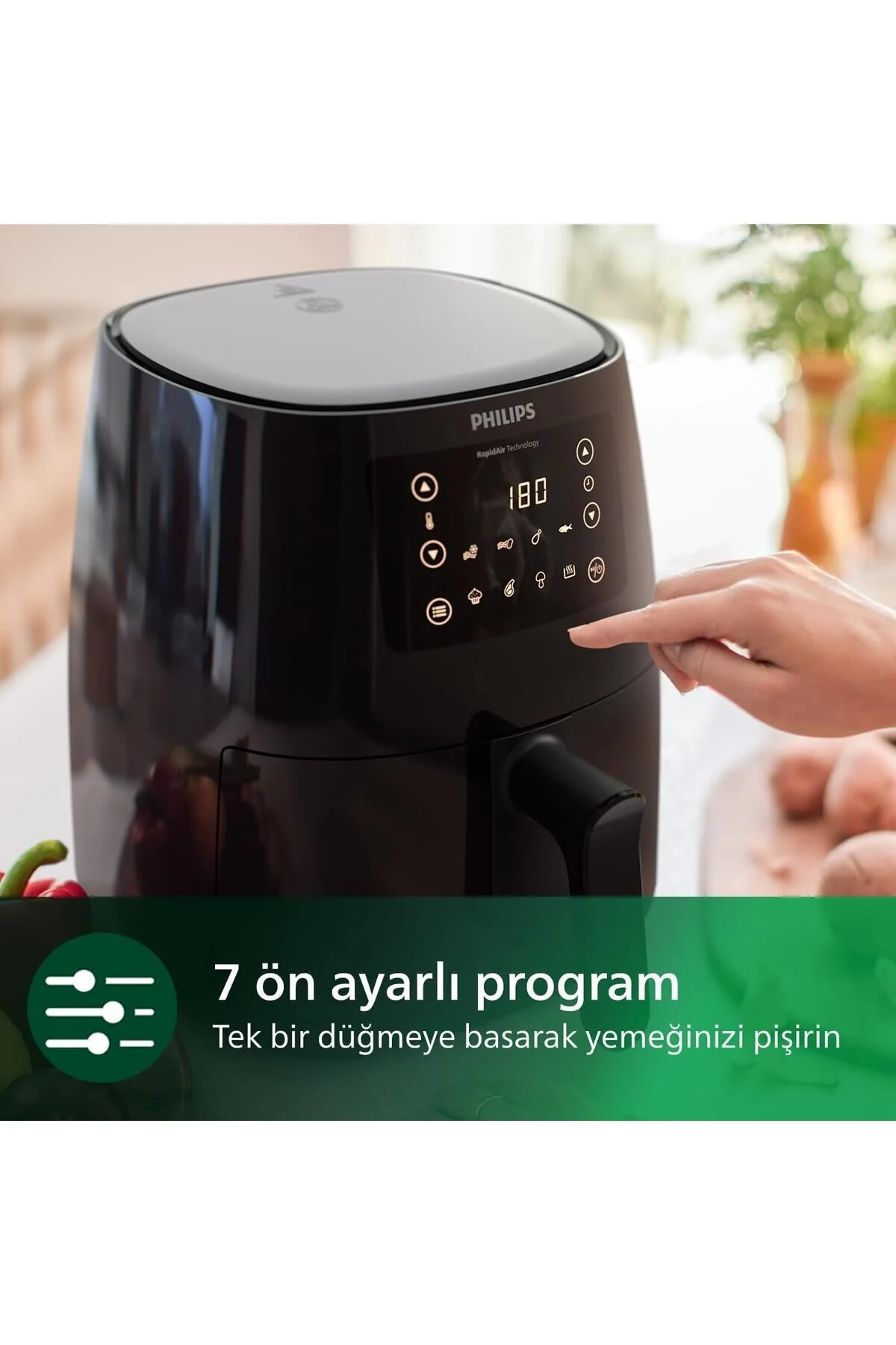 Philips 3000 Serisi Airfryer Large, Rapid Air Teknolojisi, 4,1 Lt, 7 Ayarlı Dokunmatik Ekran, HD9243/90