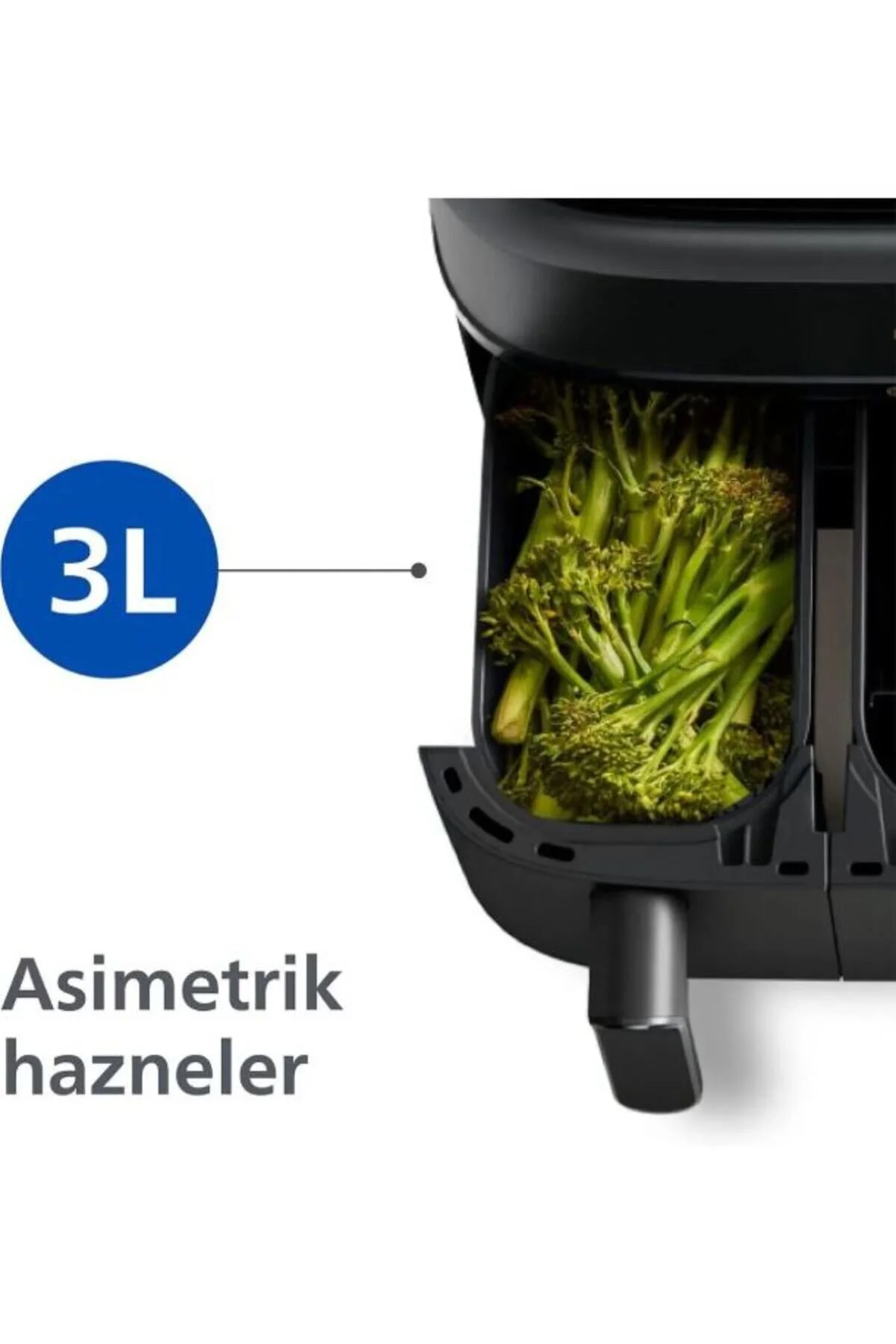 Philips HomeID Uygulaması 3000 Seri Çift Hazneli Airfryer, 3L + 6L, NA350/00 ,2750 W + 5 YIL GARANTİ